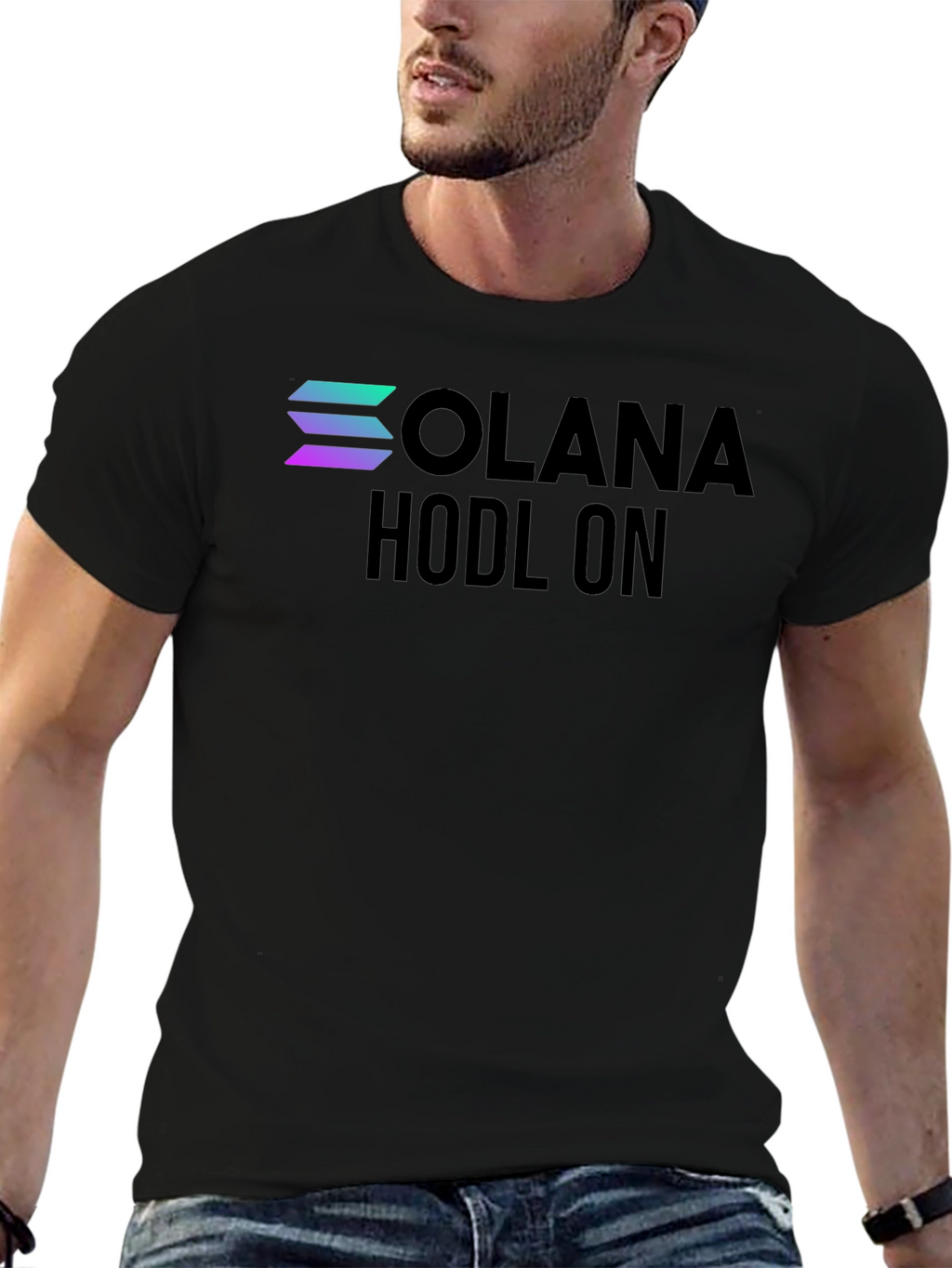 Solana Hodl On Black T-Shirt Crypto Investor Tee