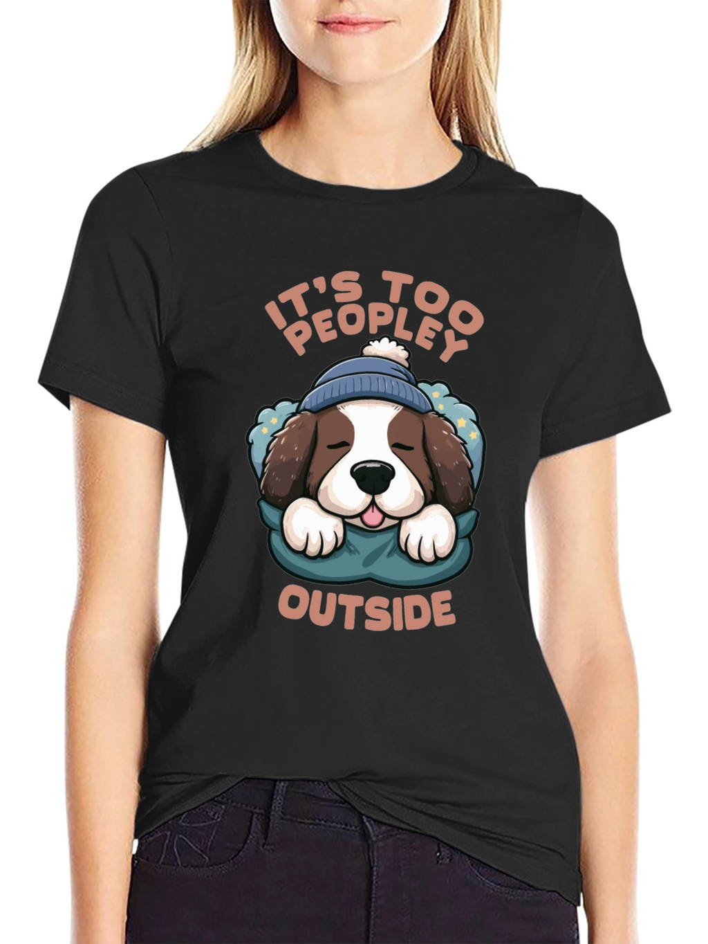 Its Too Peopley Outside Dog Graphic Tee