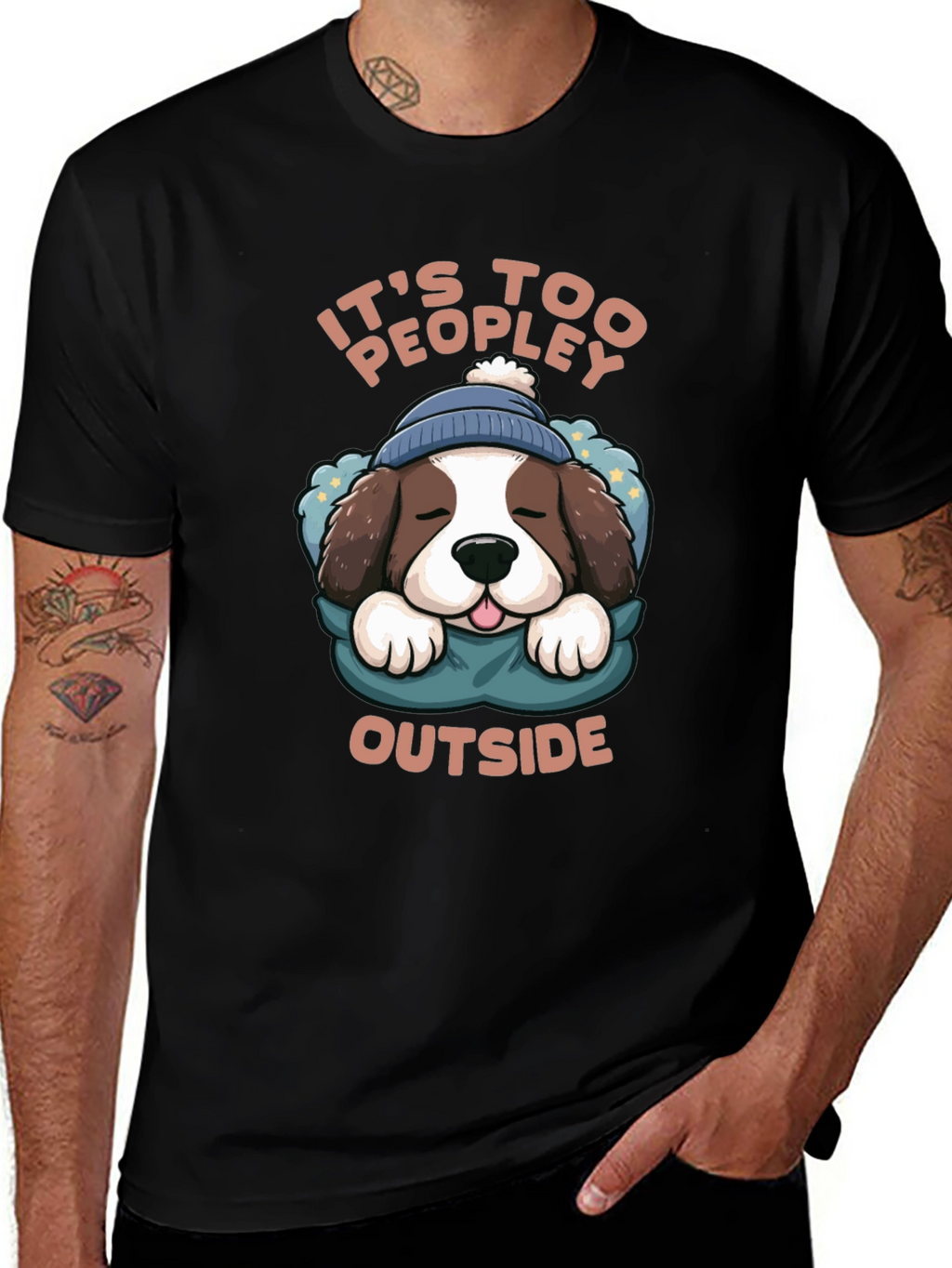 Its Too Peopley Outside Dog Graphic Tee