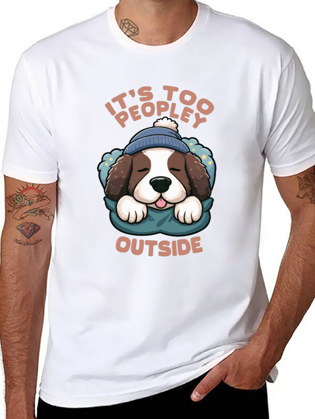 Its Too Peopley Outside Dog Graphic Tee