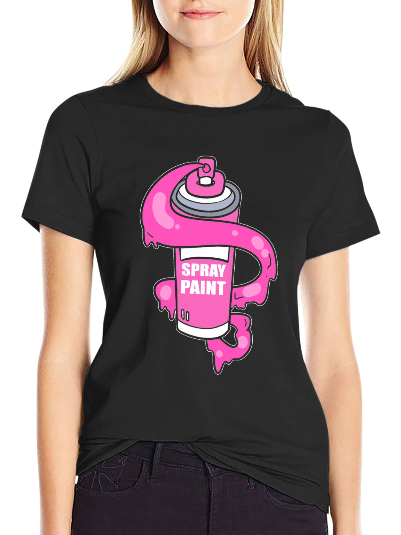 Spray Paint Graphic Black T-Shirt
