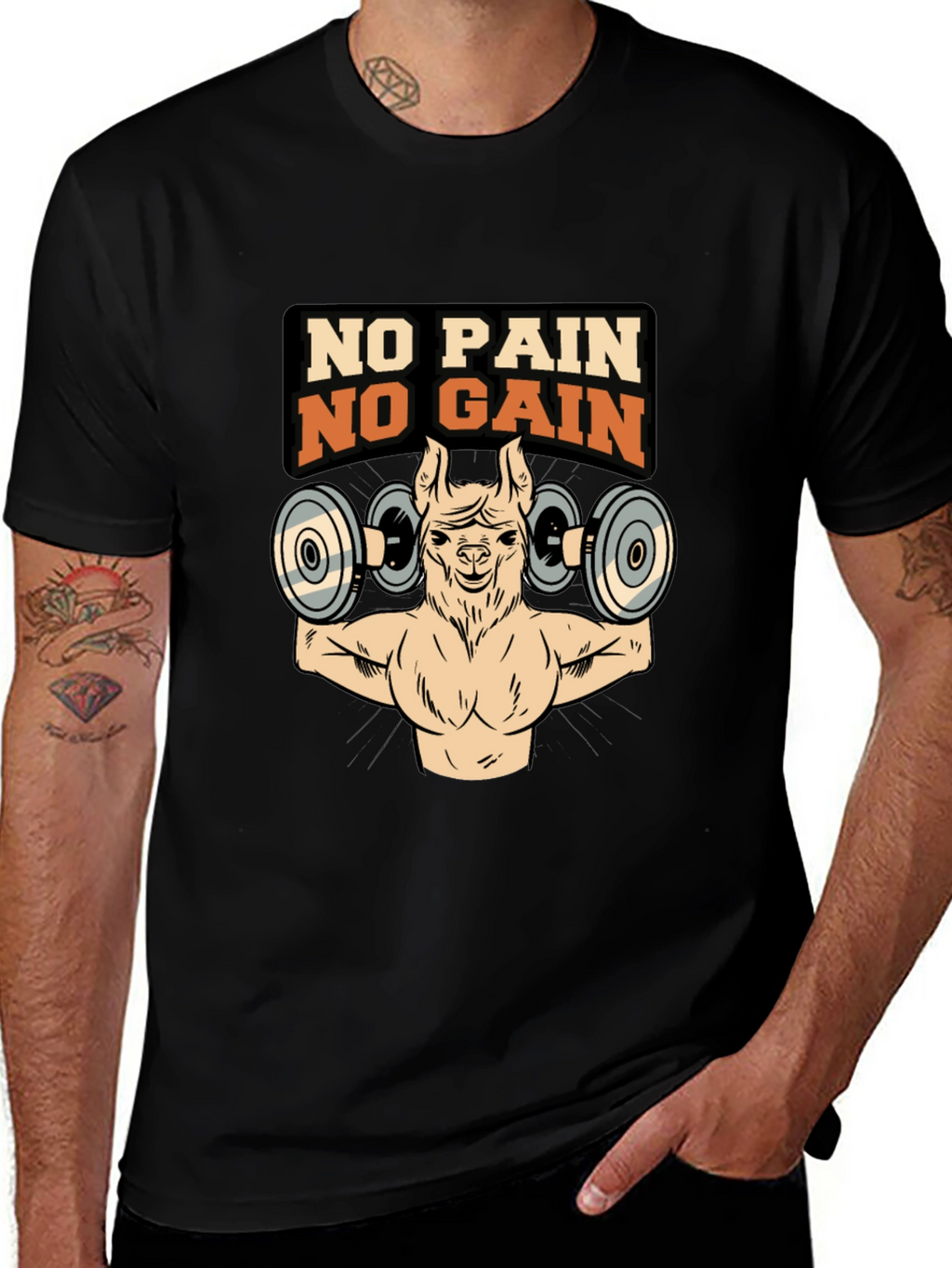 No Pain No Gain Llama Gym T-Shirt