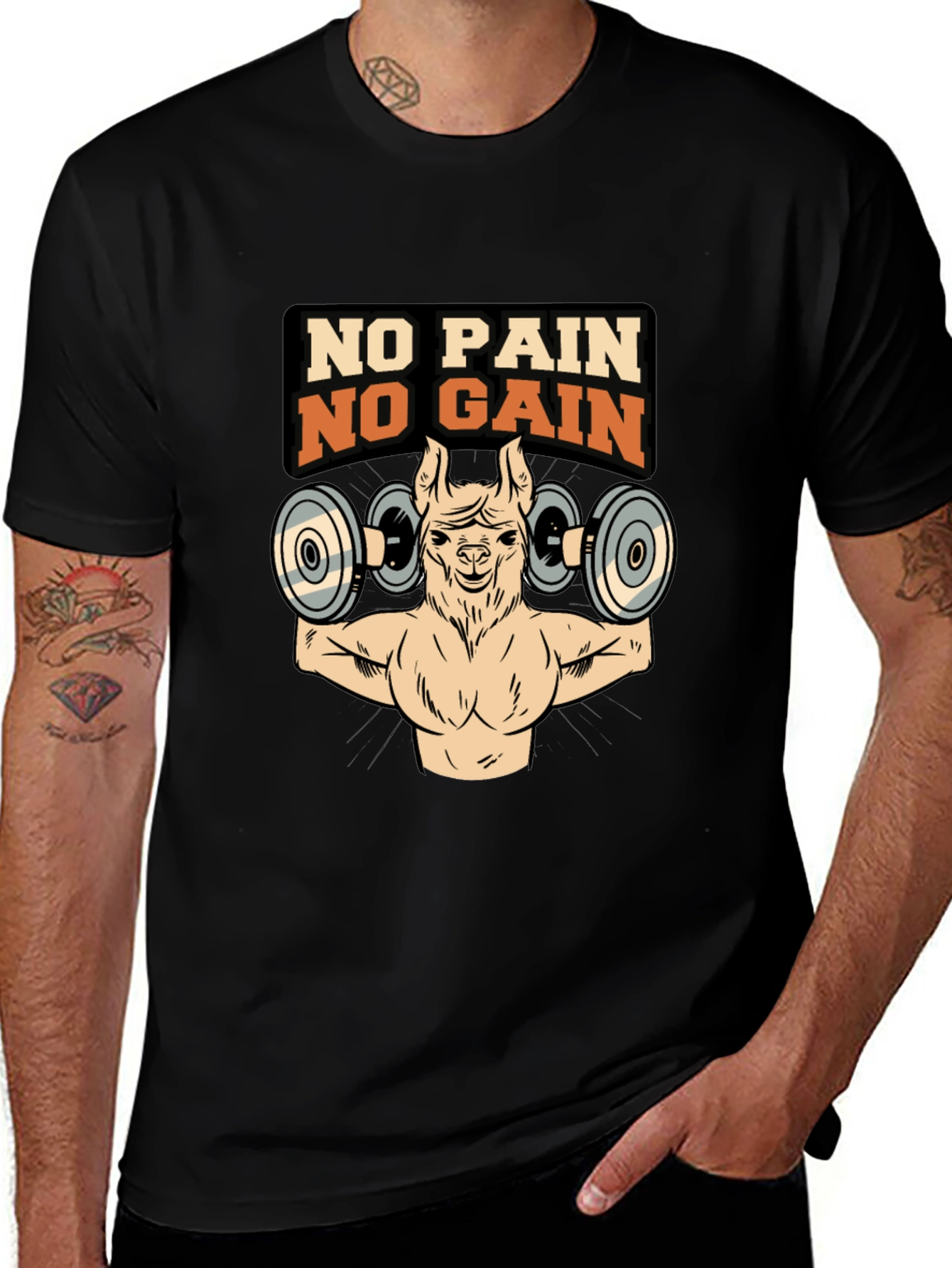 No Pain No Gain Llama Gym T-Shirt