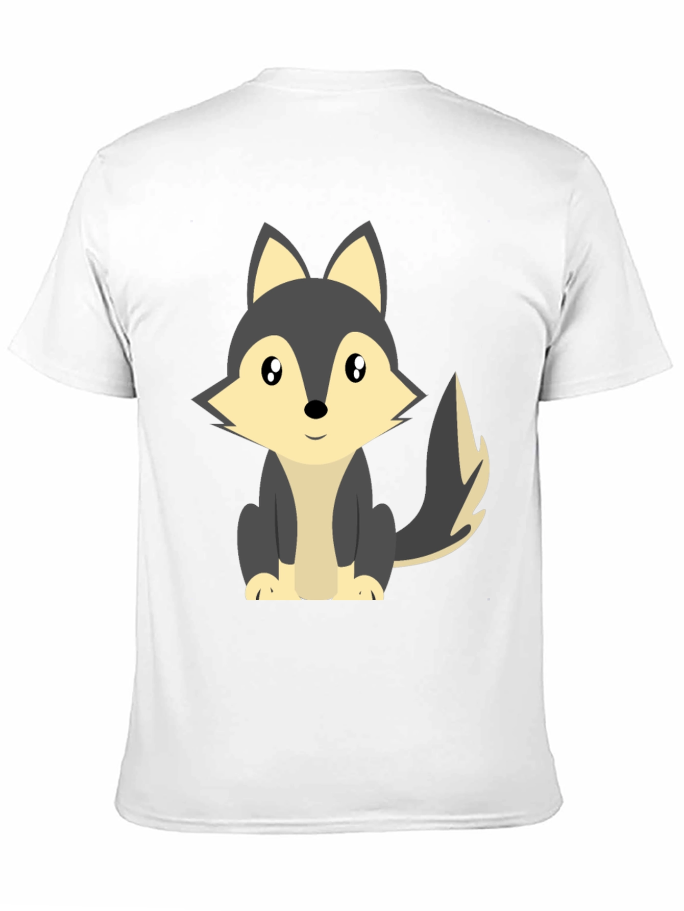 Cute Cartoon Wolf Graphic Tee - Black
