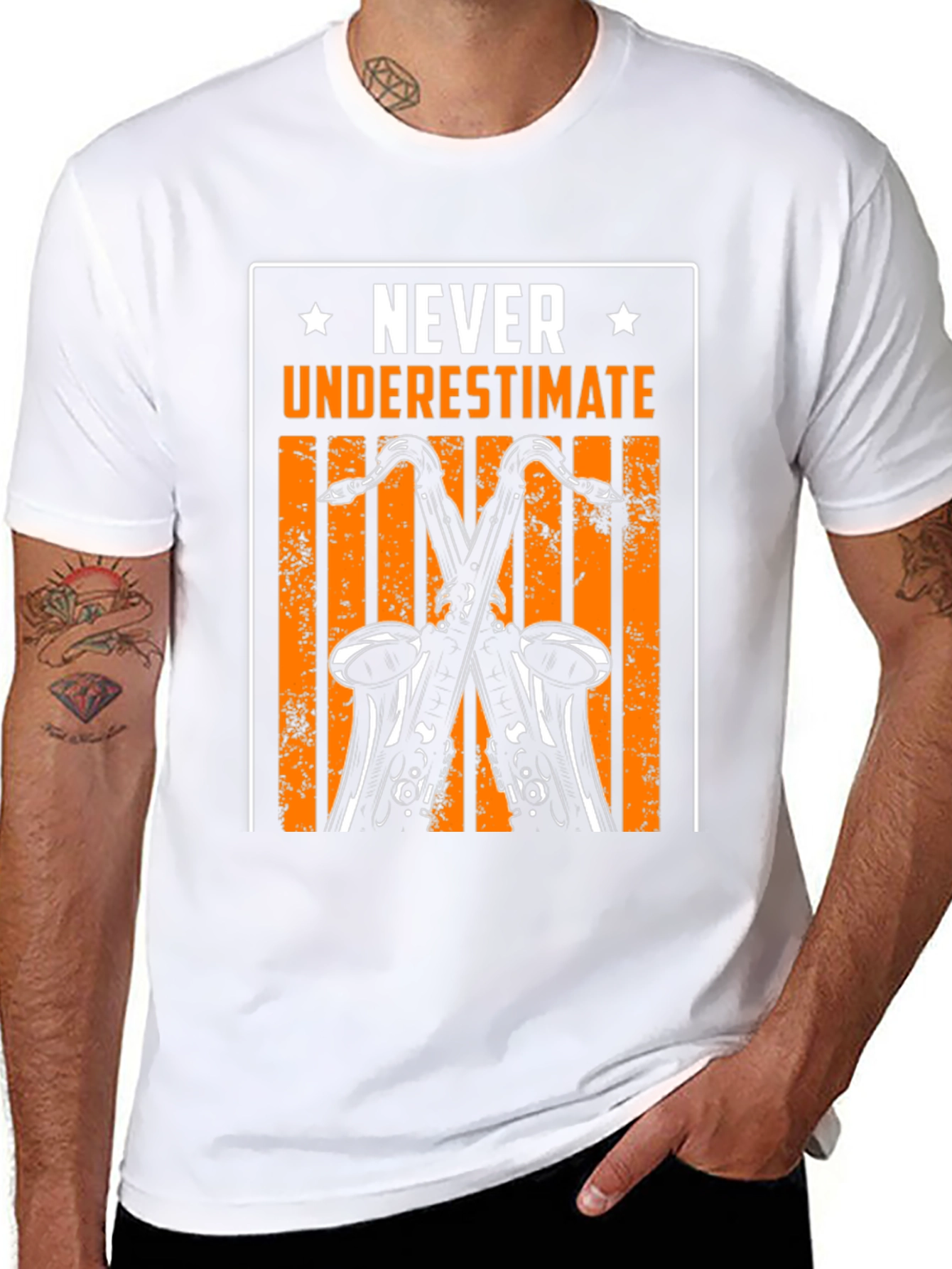 Never Underestimate Saxophone Black T-Shirt