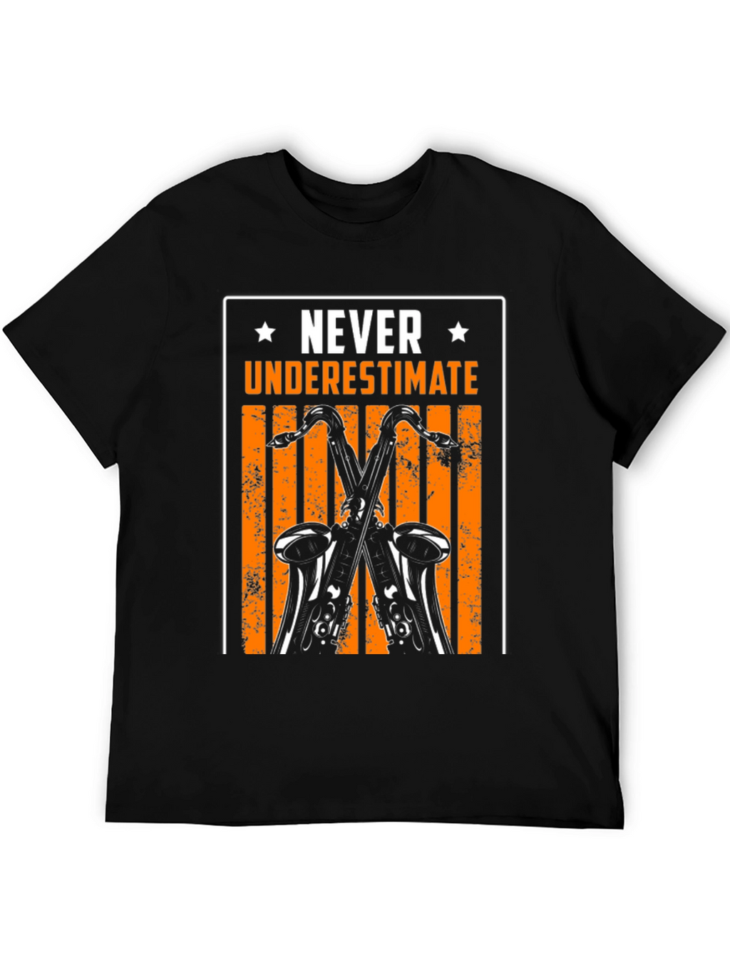 Never Underestimate Saxophone Black T-Shirt