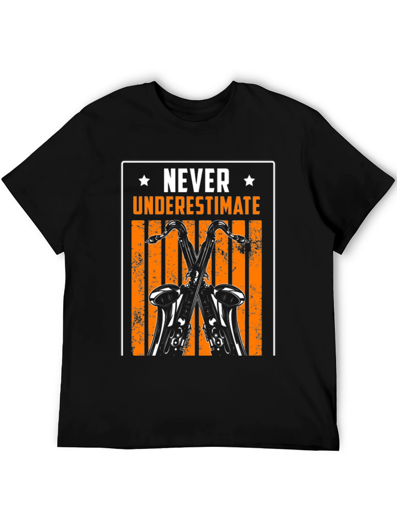 Never Underestimate Saxophone Black T-Shirt