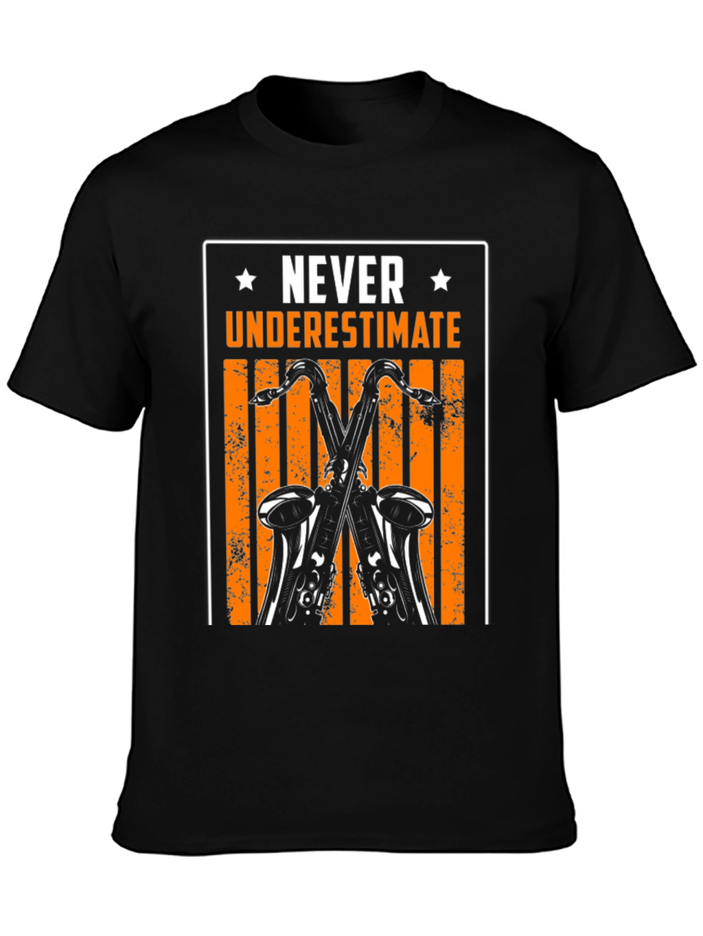 Never Underestimate Saxophone Black T-Shirt