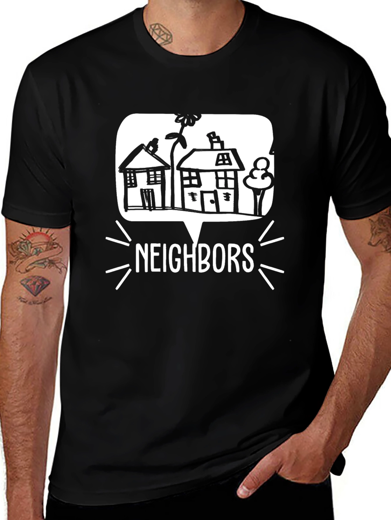 Neighbors Graphic T-Shirt - Black