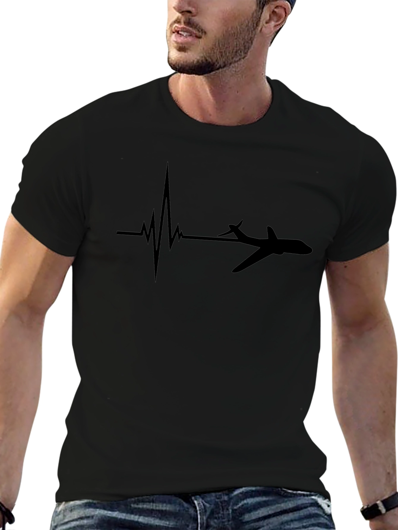 Aviation Heartbeat Black T-Shirt