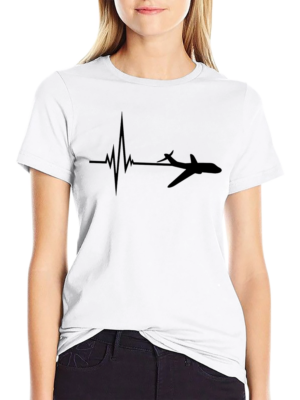 Aviation Heartbeat Black T-Shirt