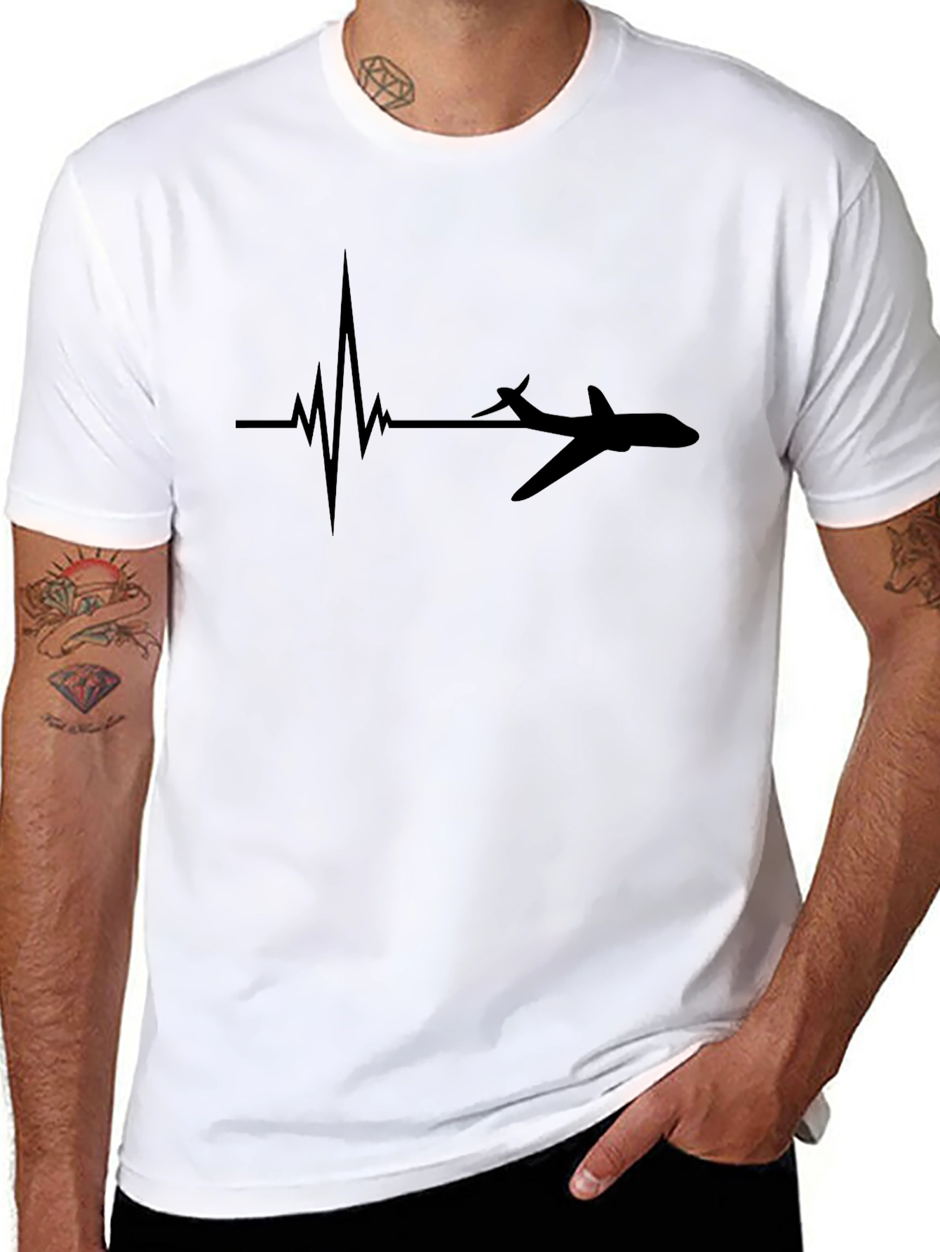 Aviation Heartbeat Black T-Shirt