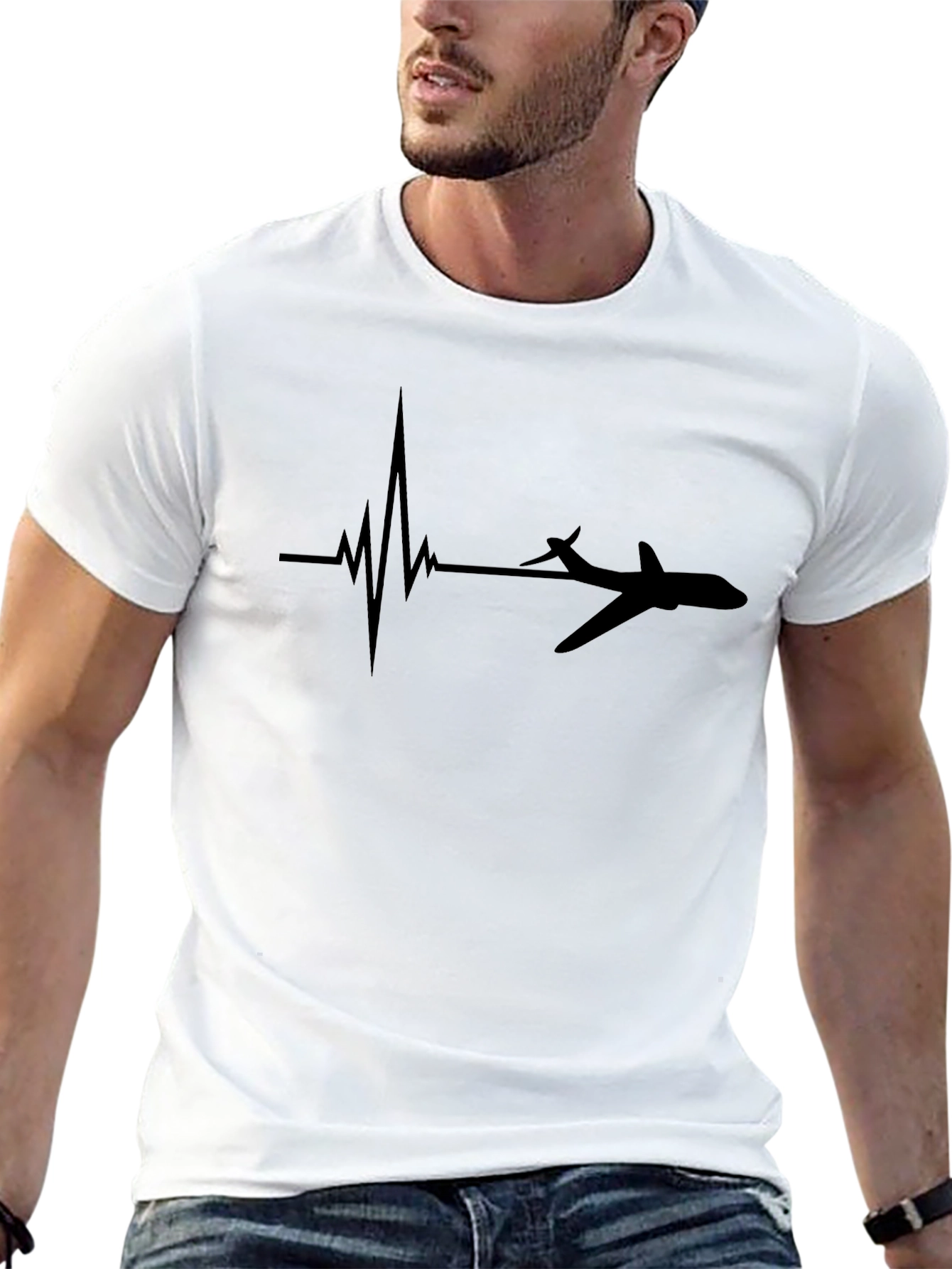 Aviation Heartbeat Black T-Shirt
