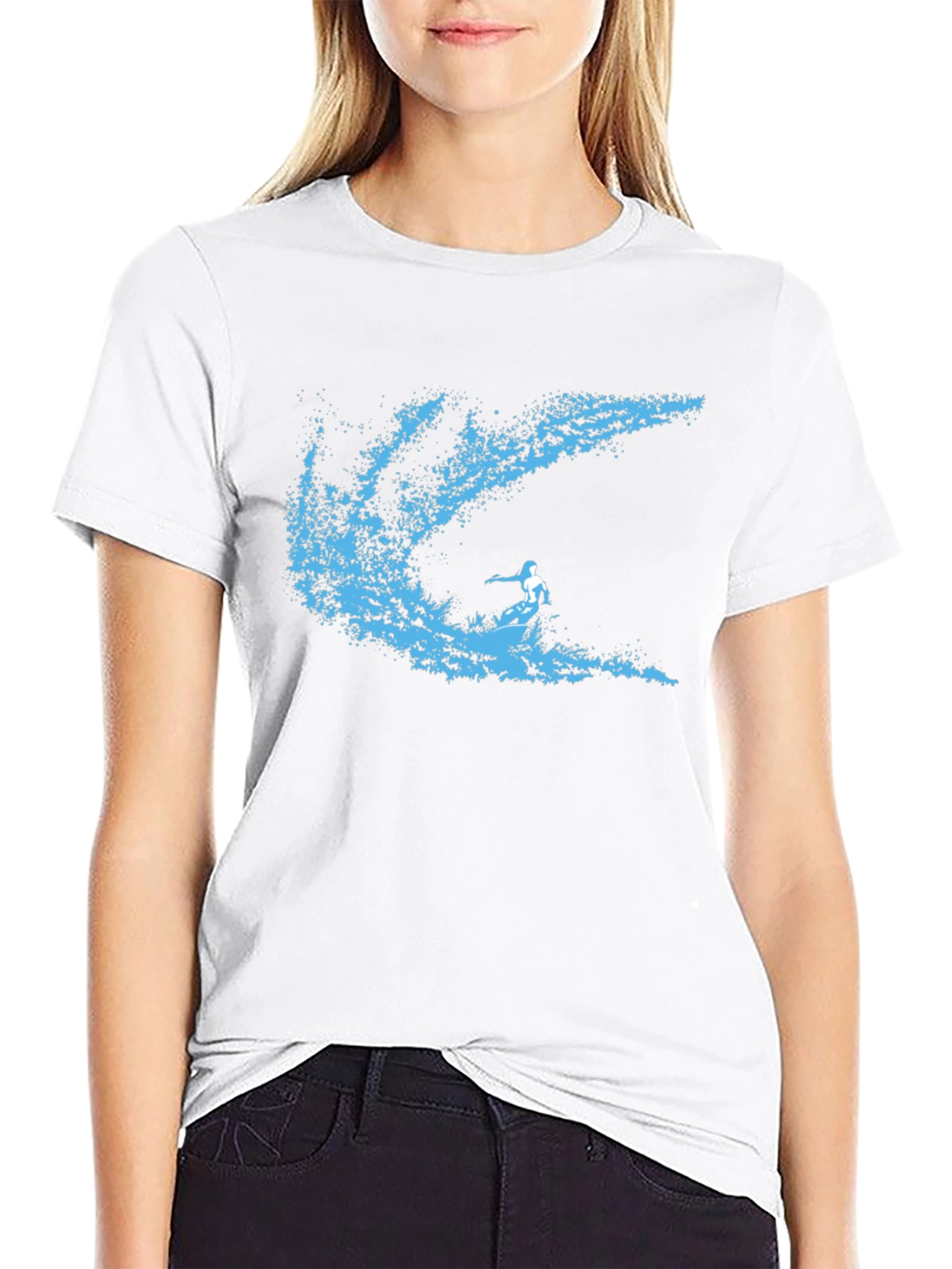 Surfer Wave Graphic T-Shirt - Stylish Black Tee