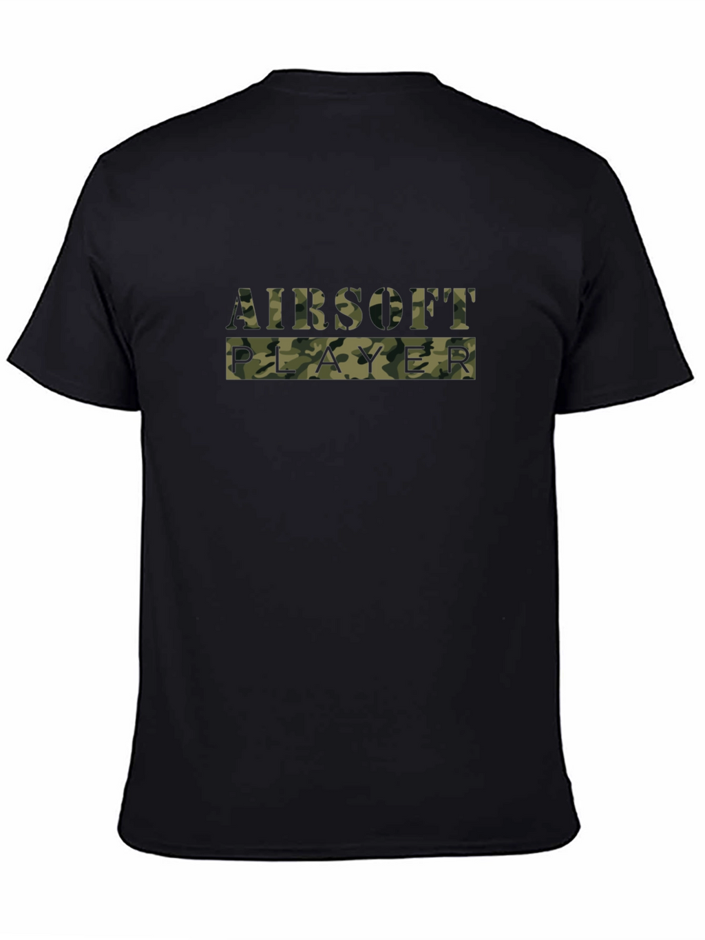 Airsoft Player Camo Print Black T-Shirt
