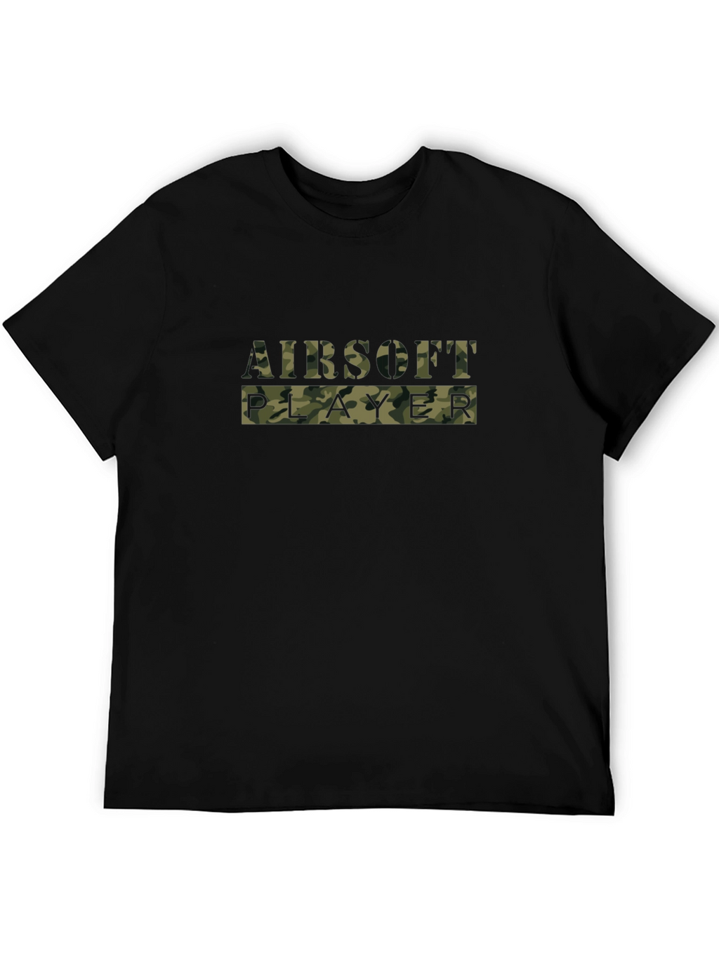 Airsoft Player Camo Print Black T-Shirt