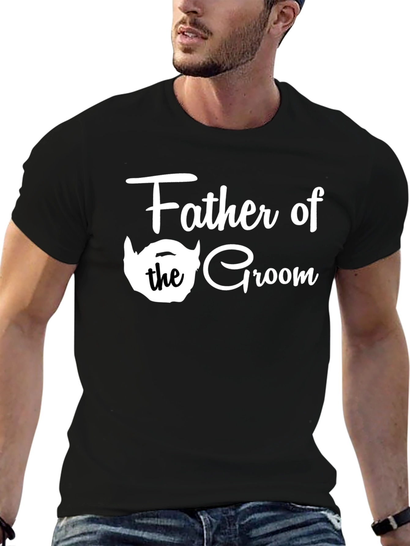 Father of the Groom Tee - Black Crew Neck