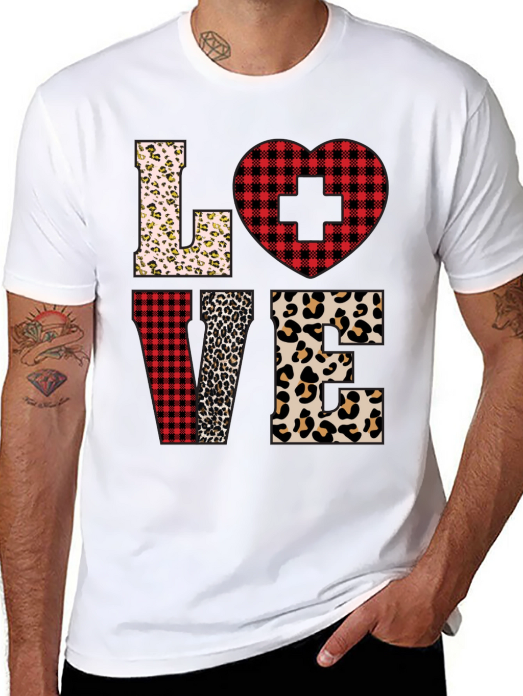 Nurse Love Leopard and Plaid T-Shirt