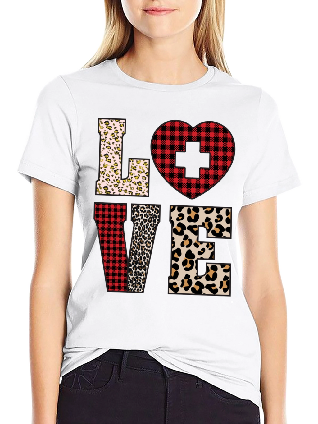 Nurse Love Leopard and Plaid T-Shirt