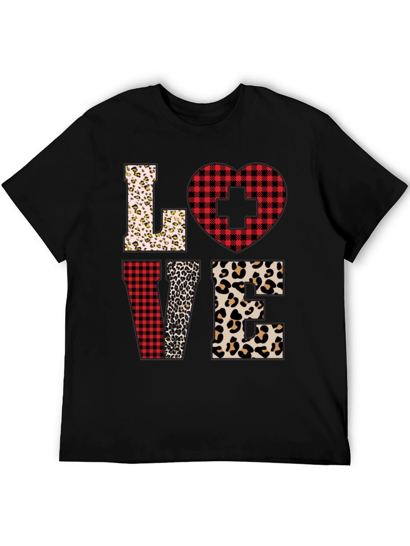 Nurse Love Leopard and Plaid T-Shirt