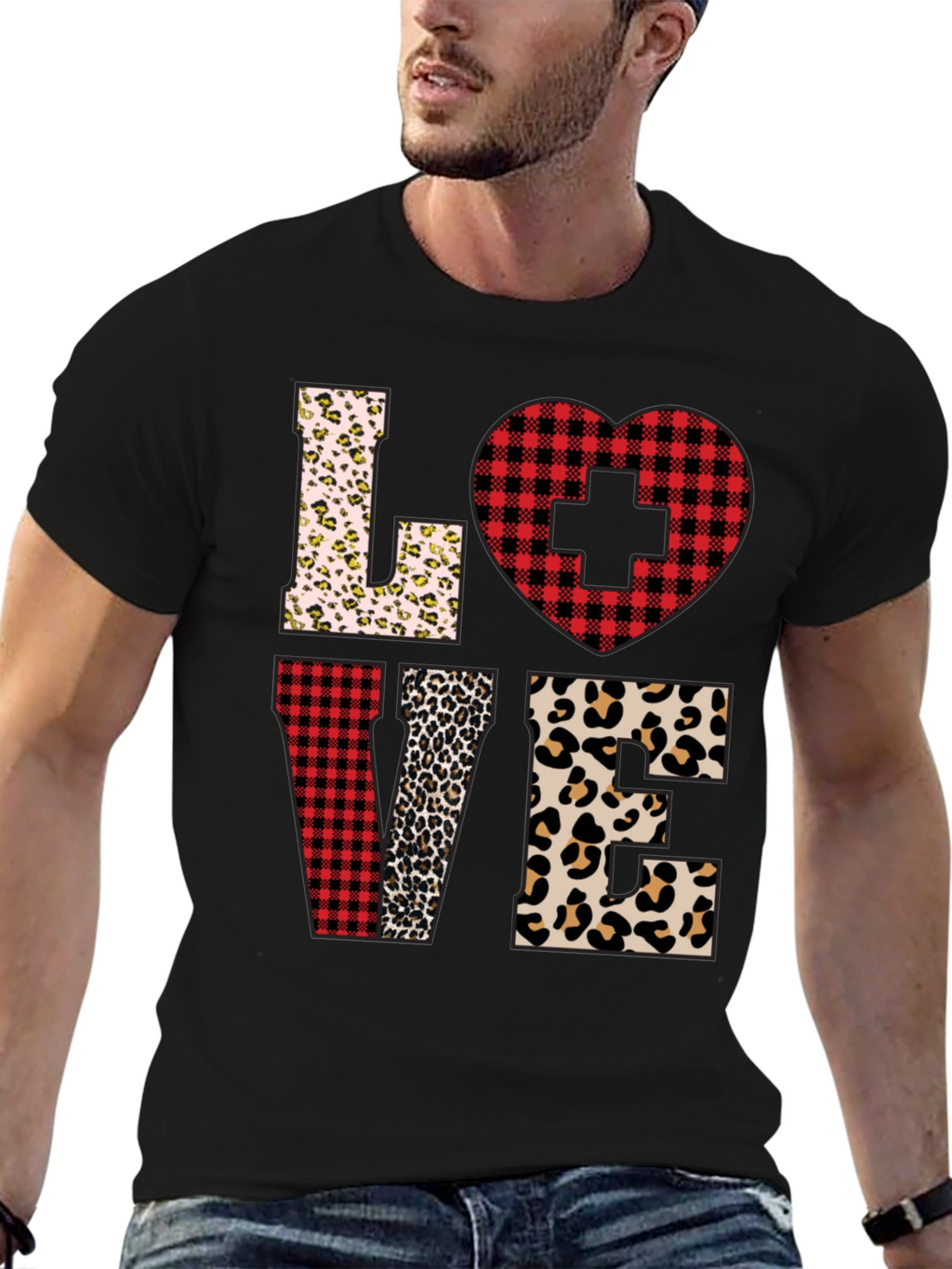 Nurse Love Leopard and Plaid T-Shirt