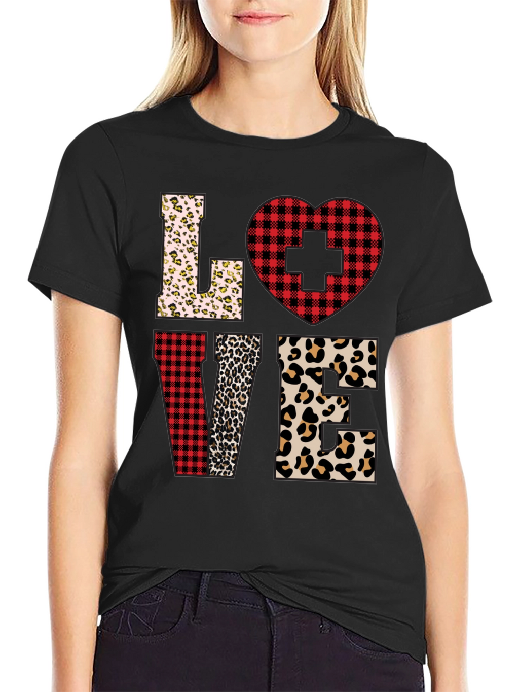 Nurse Love Leopard and Plaid T-Shirt