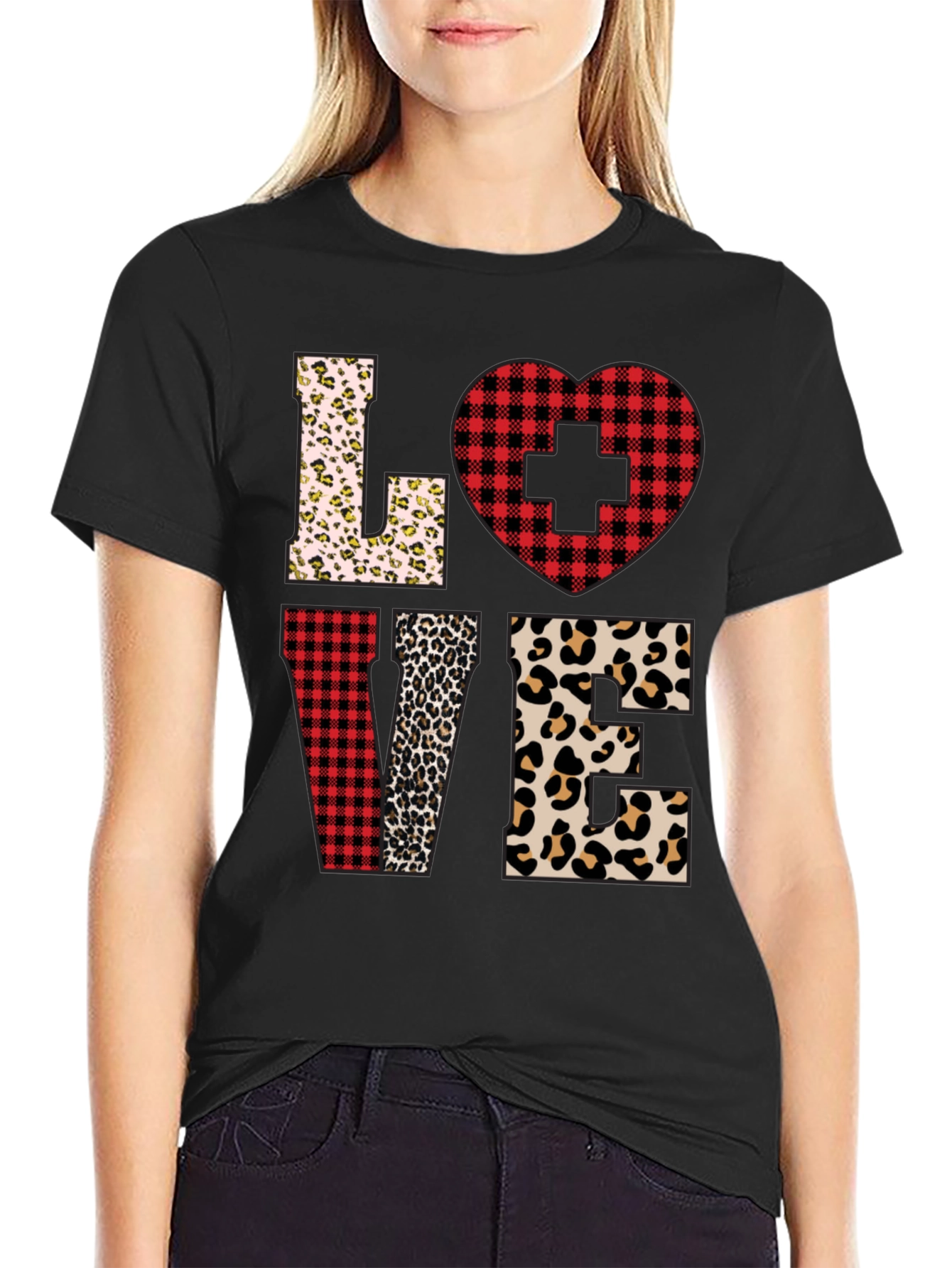 Nurse Love Leopard and Plaid T-Shirt