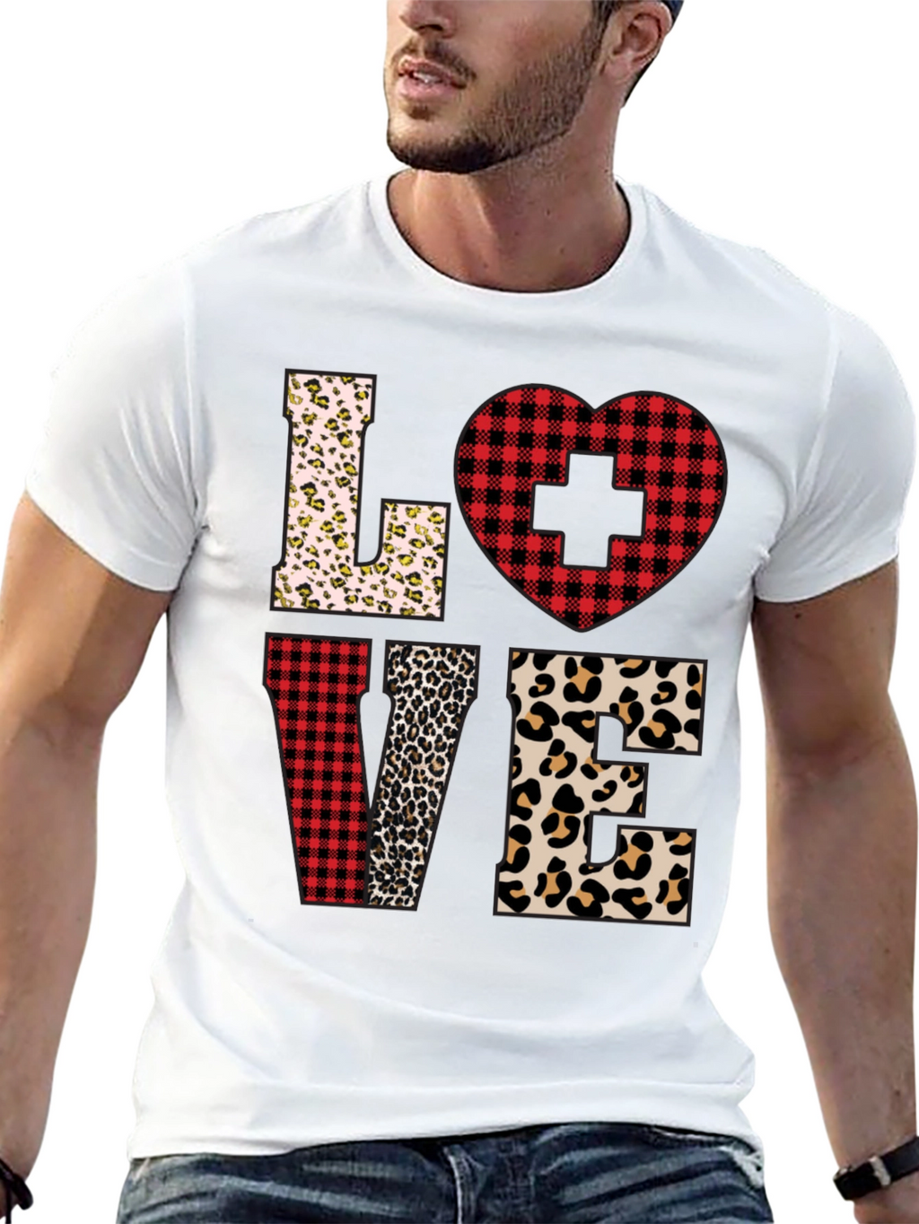 Nurse Love Leopard and Plaid T-Shirt