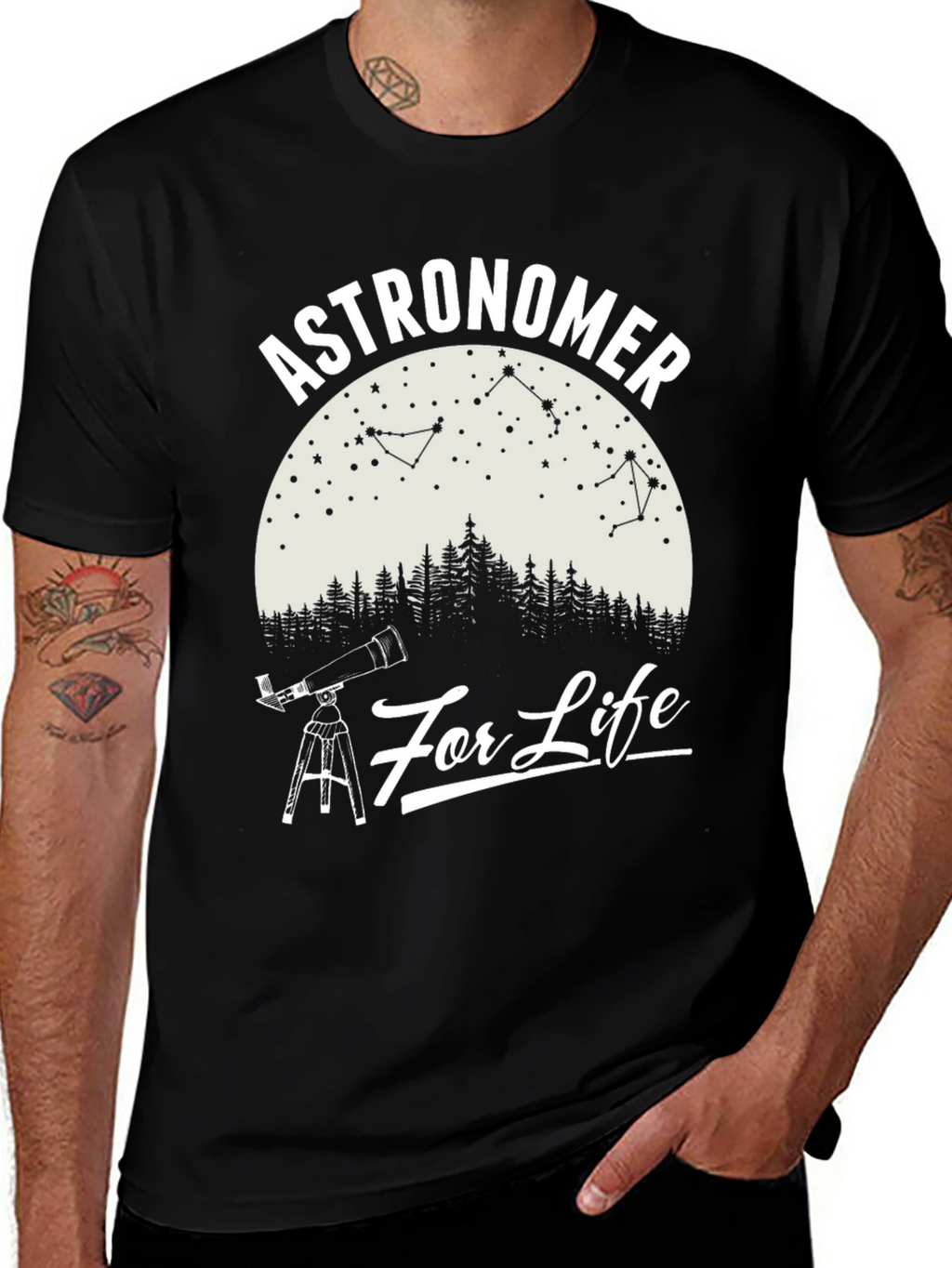 Astronomer For Life Black Graphic T-Shirt