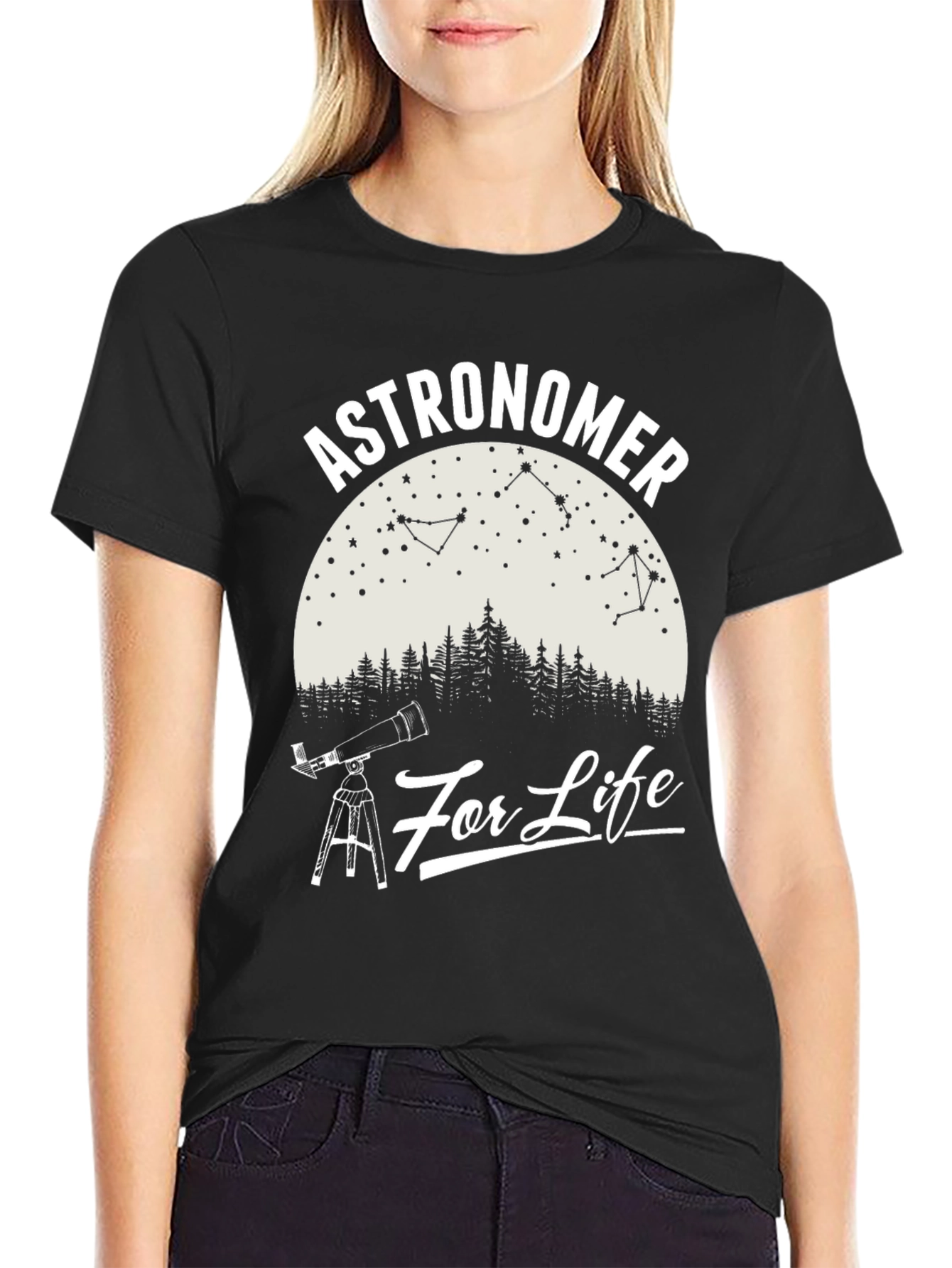 Astronomer For Life Black Graphic T-Shirt