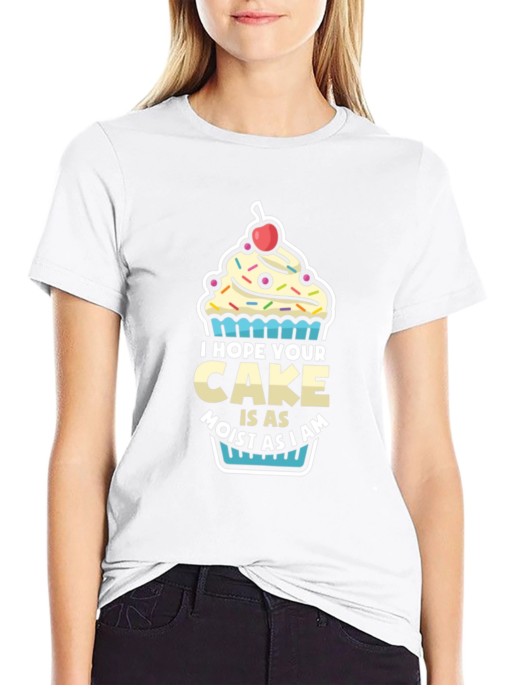 Moist Cake Graphic T-Shirt - Funny Dessert Tee