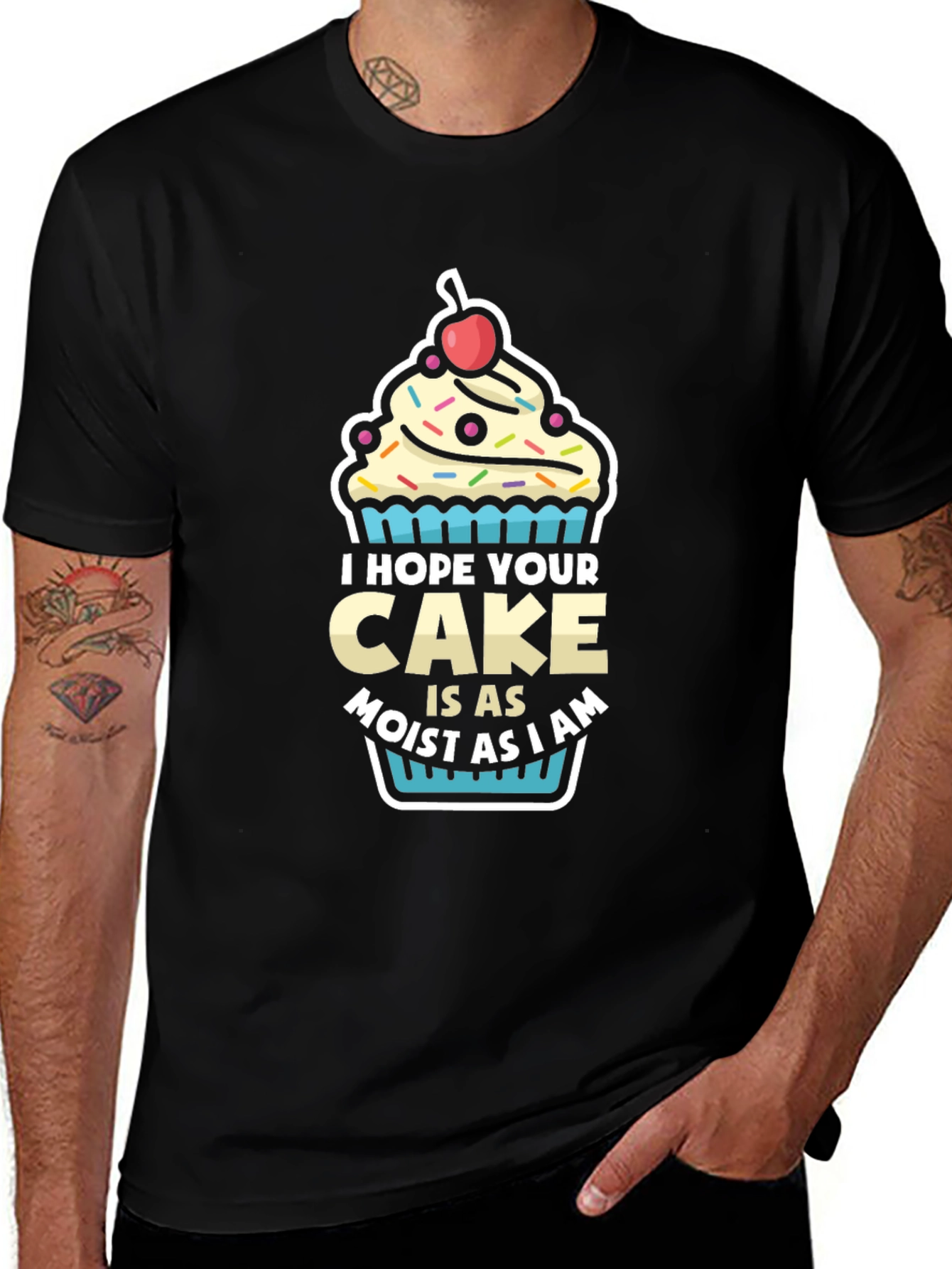 Moist Cake Graphic T-Shirt - Funny Dessert Tee