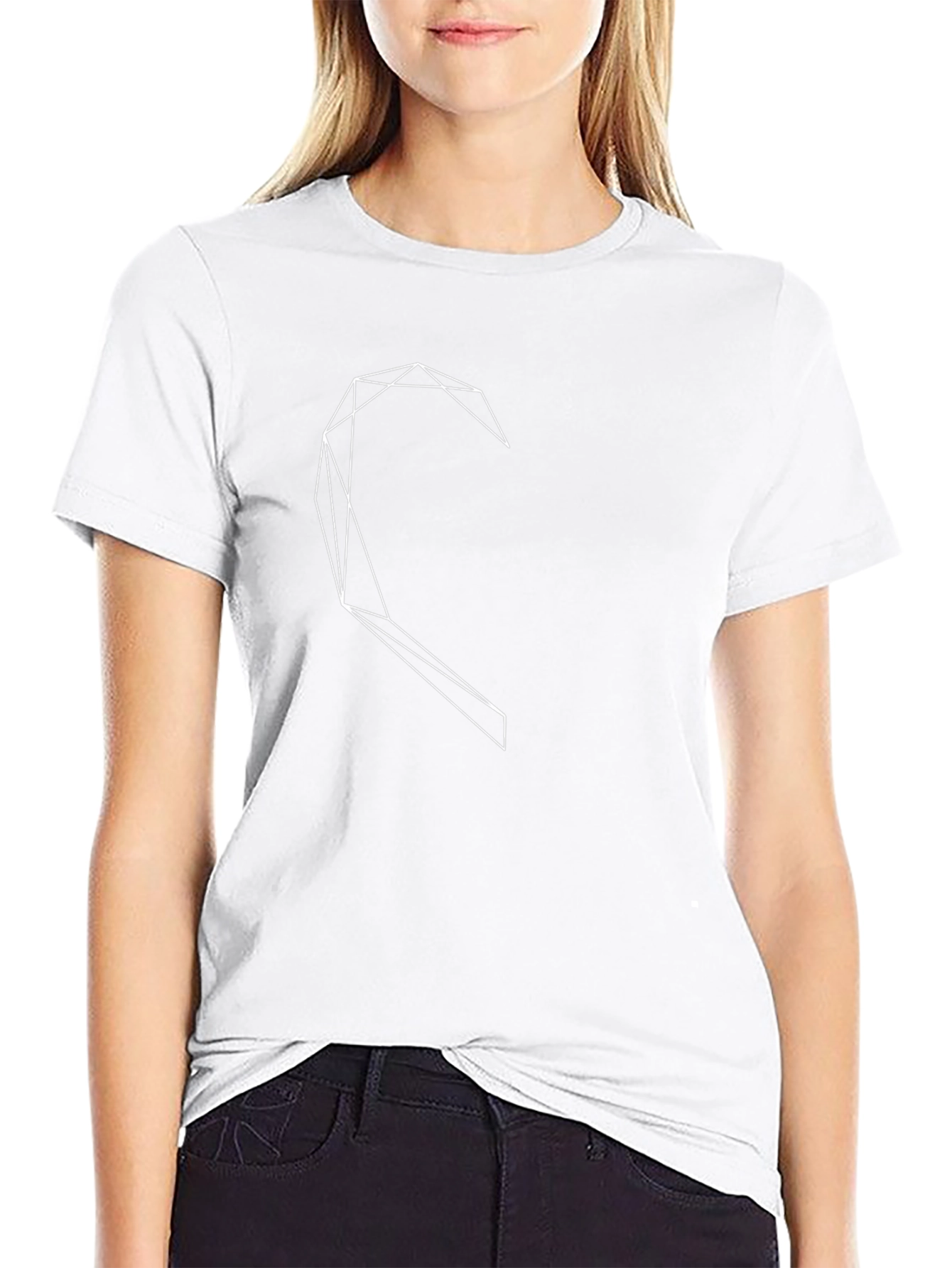 Geometric Heart Graphic Black T-Shirt