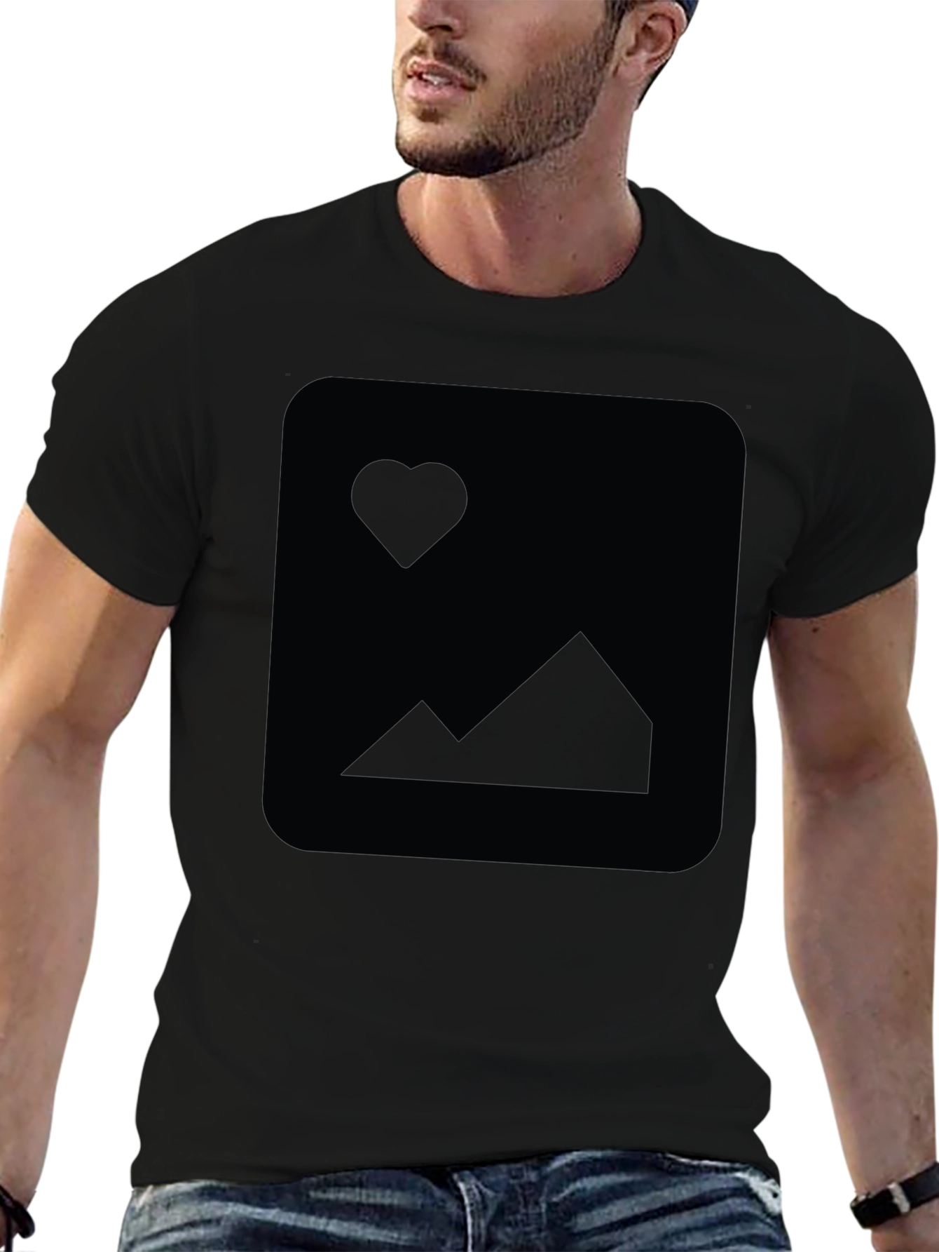 Mens Black Short-Sleeve Crew Neck T-Shirt