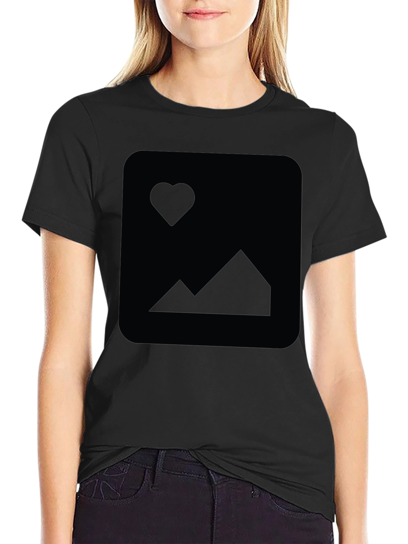 Mens Black Short-Sleeve Crew Neck T-Shirt