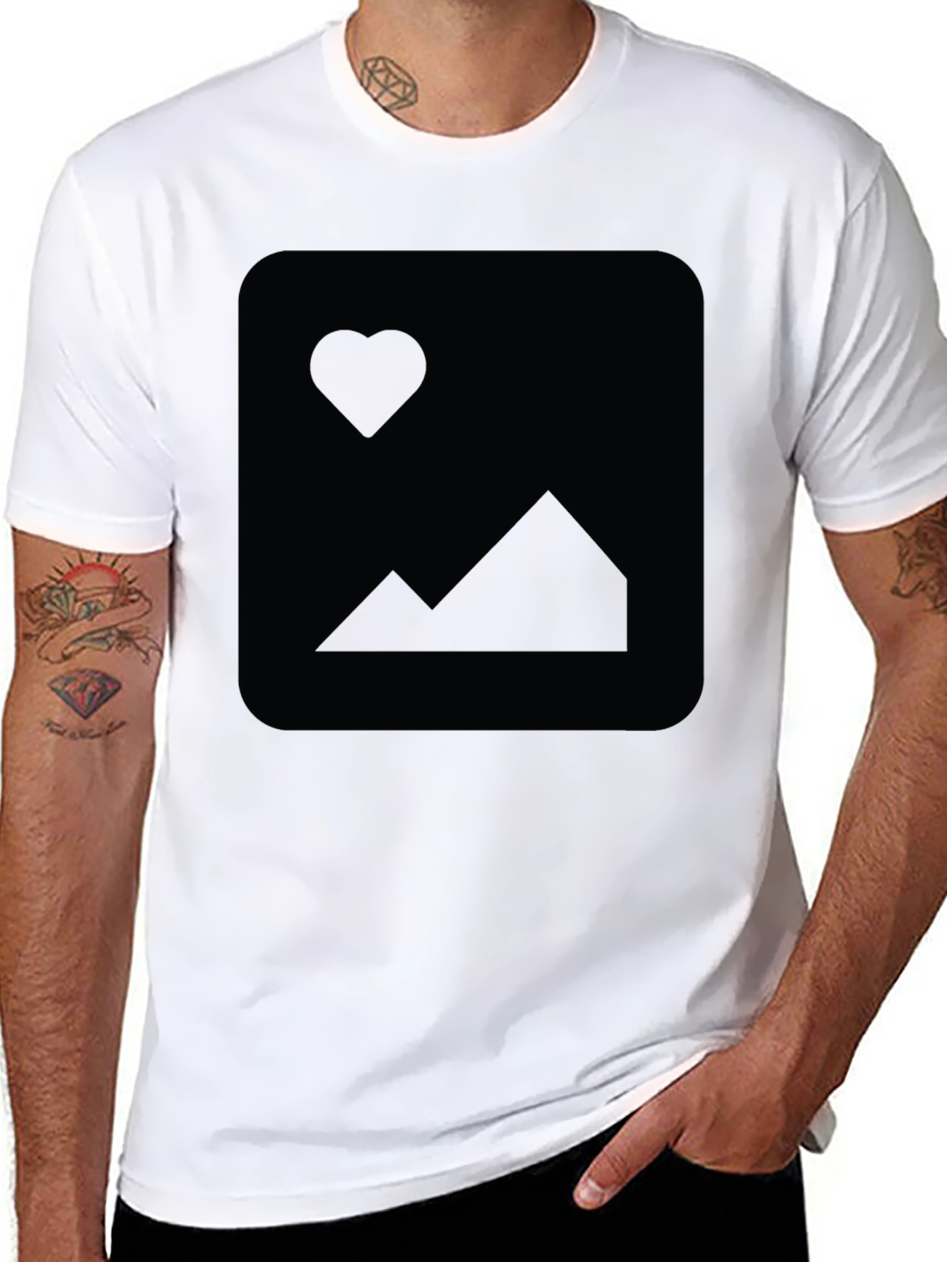 Mens Black Short-Sleeve Crew Neck T-Shirt