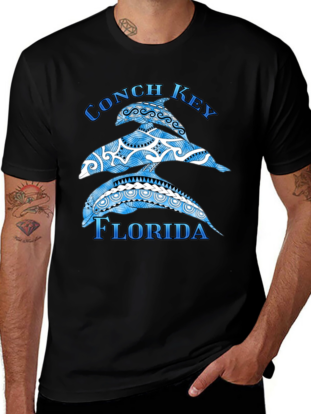 Conch Key Florida Dolphin Graphic T-Shirt