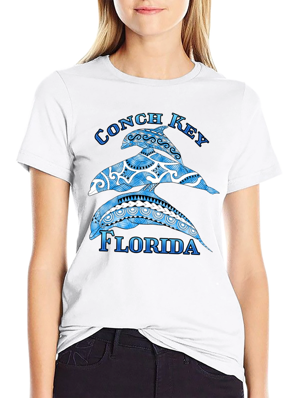 Conch Key Florida Dolphin Graphic T-Shirt