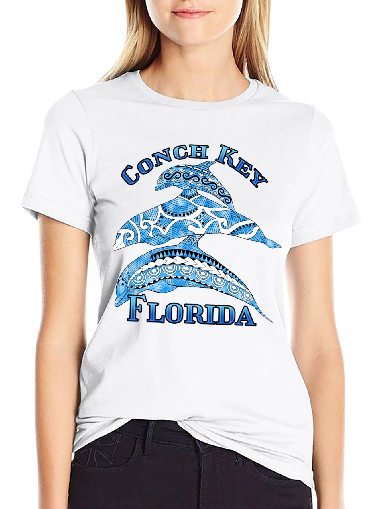 Conch Key Florida Dolphin Graphic T-Shirt