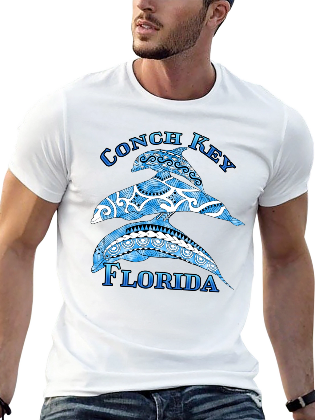 Conch Key Florida Dolphin Graphic T-Shirt