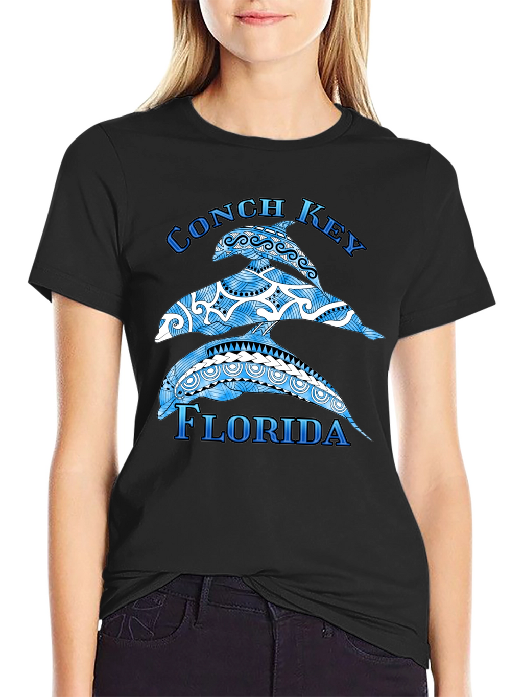 Conch Key Florida Dolphin Graphic T-Shirt