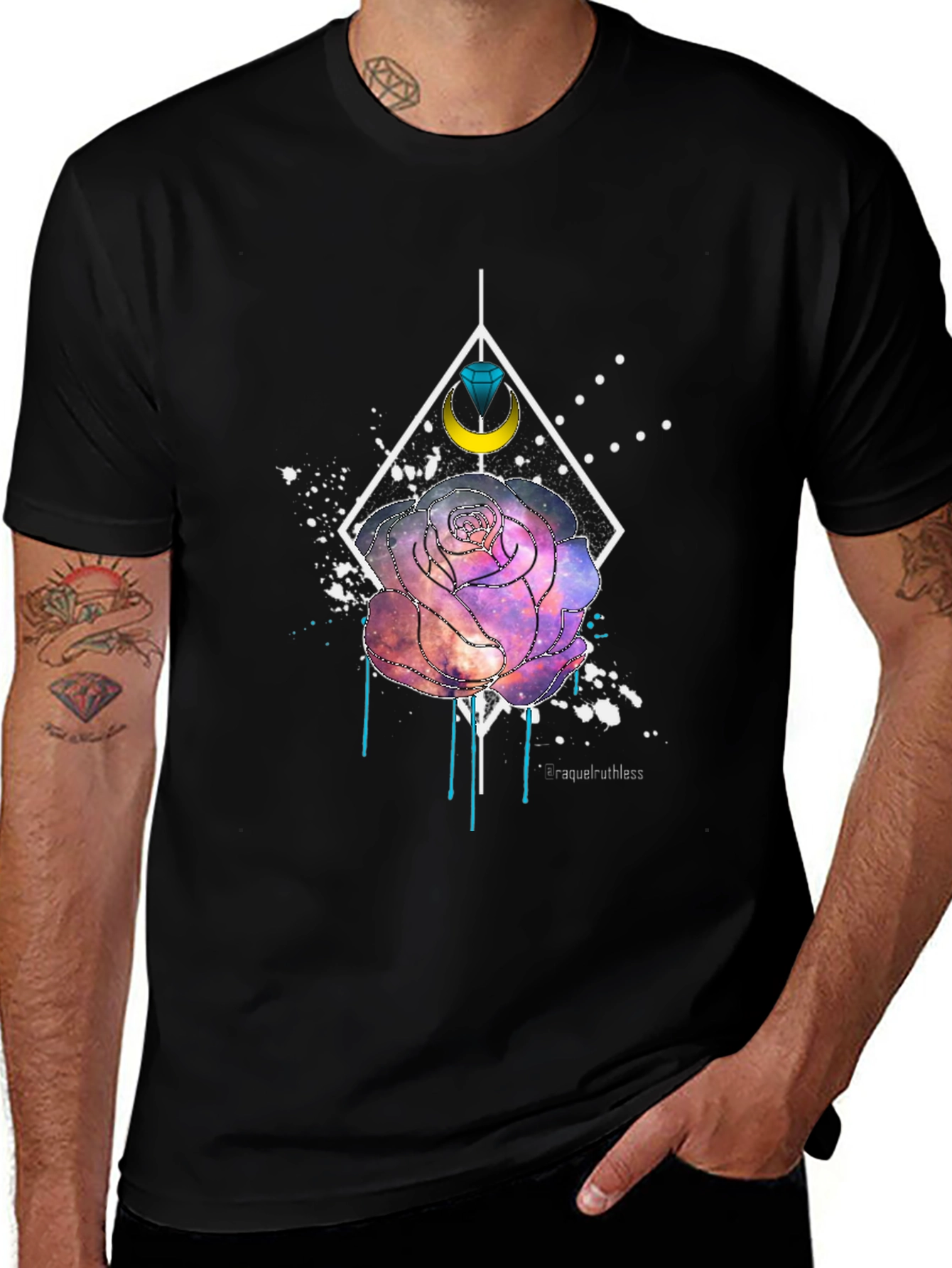 Galaxy Rose Graphic T-Shirt - Modern Artistic Design