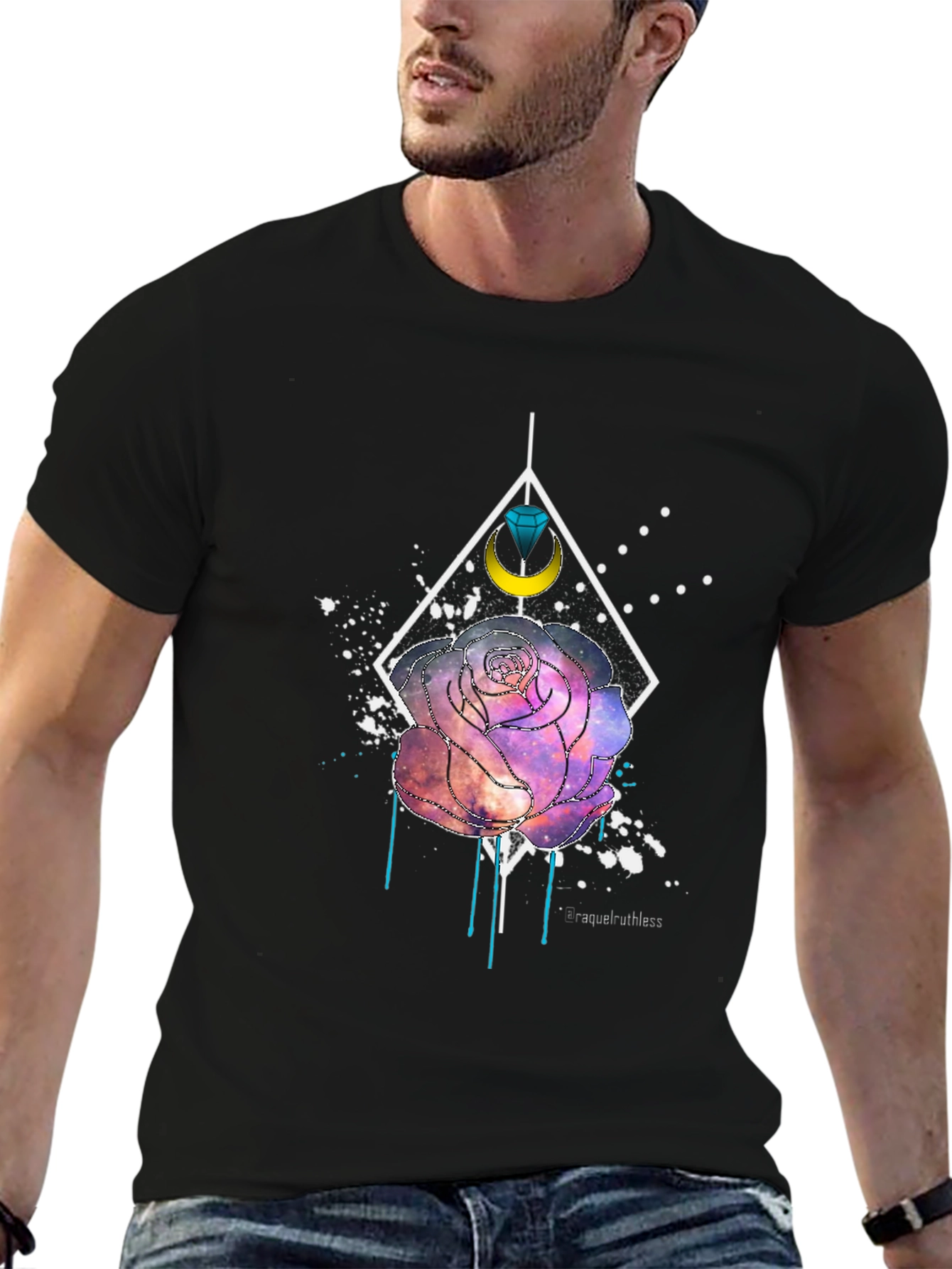 Galaxy Rose Graphic T-Shirt - Modern Artistic Design