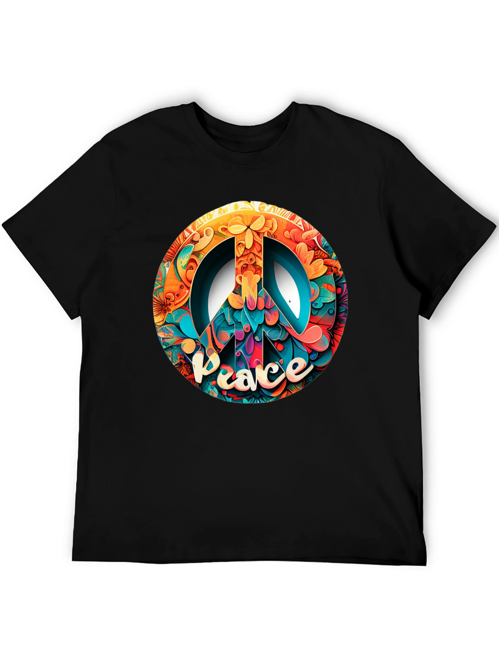 Peace Sign Graphic Black T-Shirt