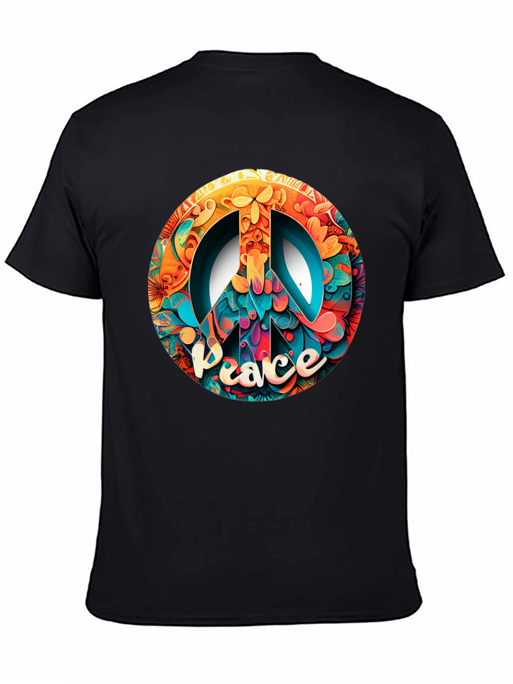 Peace Sign Graphic Black T-Shirt