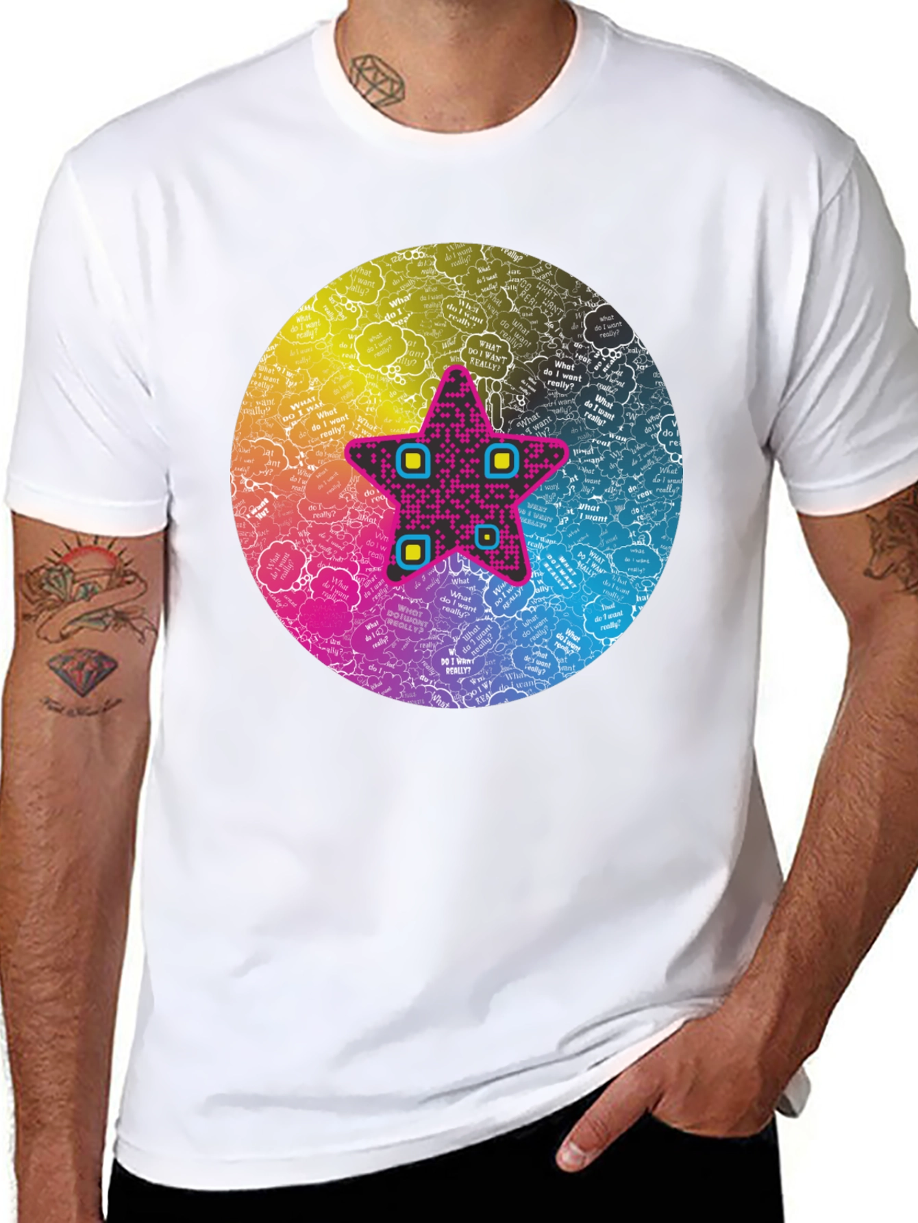 Star Graphic Tee - Colorful Statement Shirt