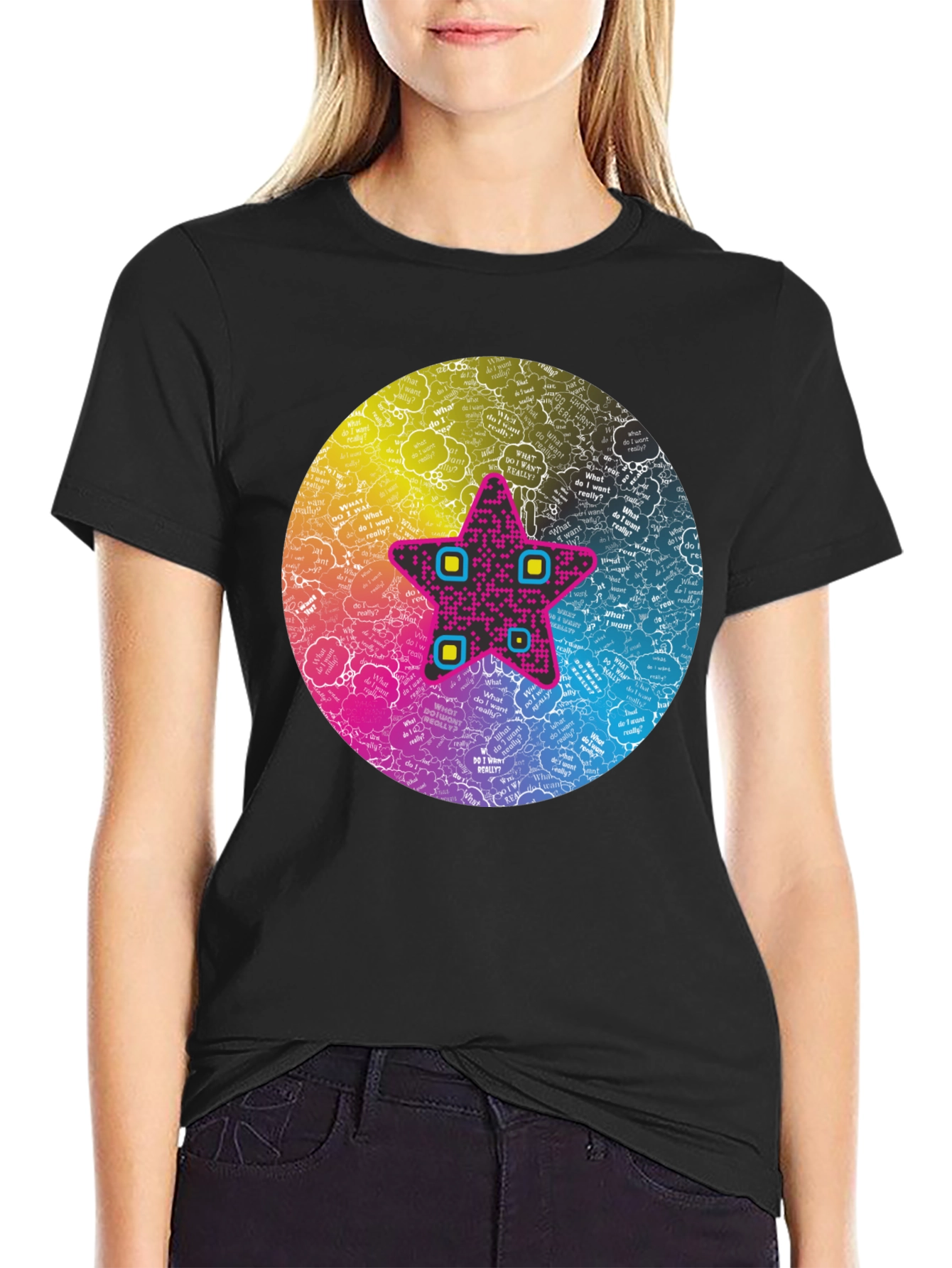 Star Graphic Tee - Colorful Statement Shirt