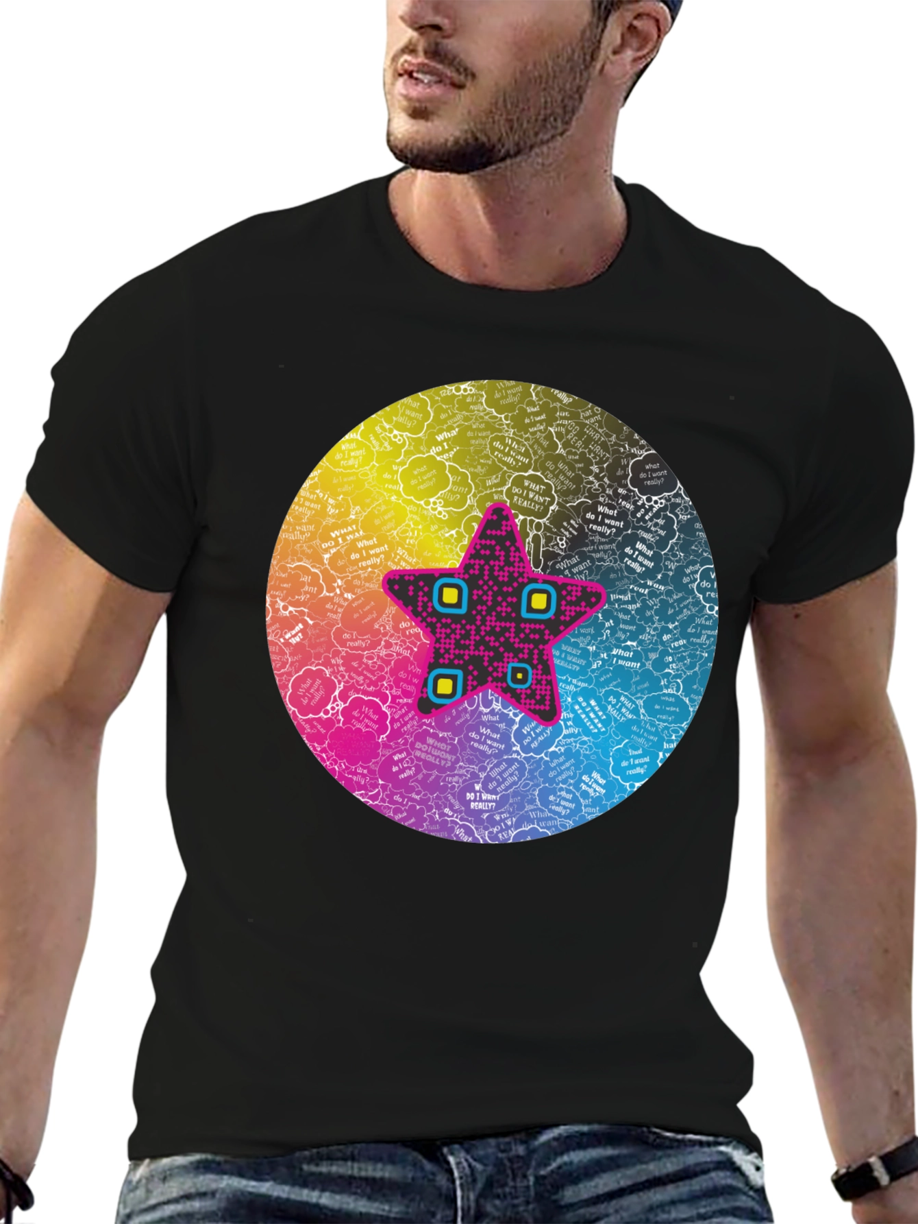 Star Graphic Tee - Colorful Statement Shirt