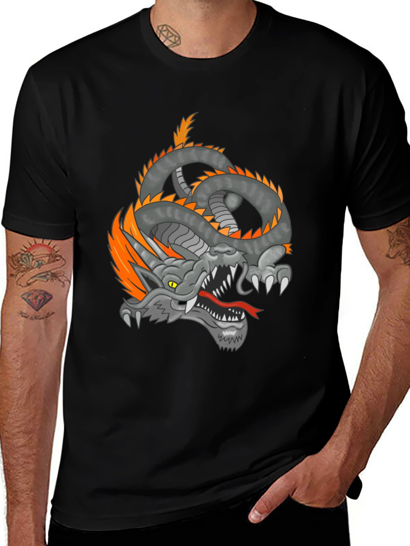 Dragon Graphic Tee - Mens Black T-Shirt
