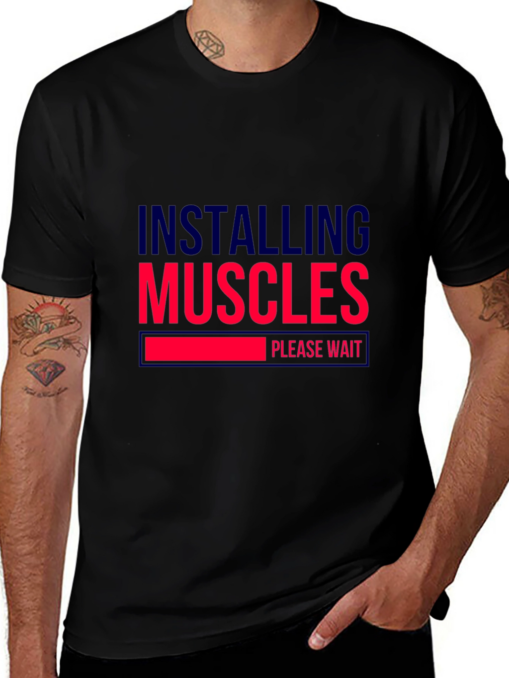 Installing Muscles Black Graphic Tee